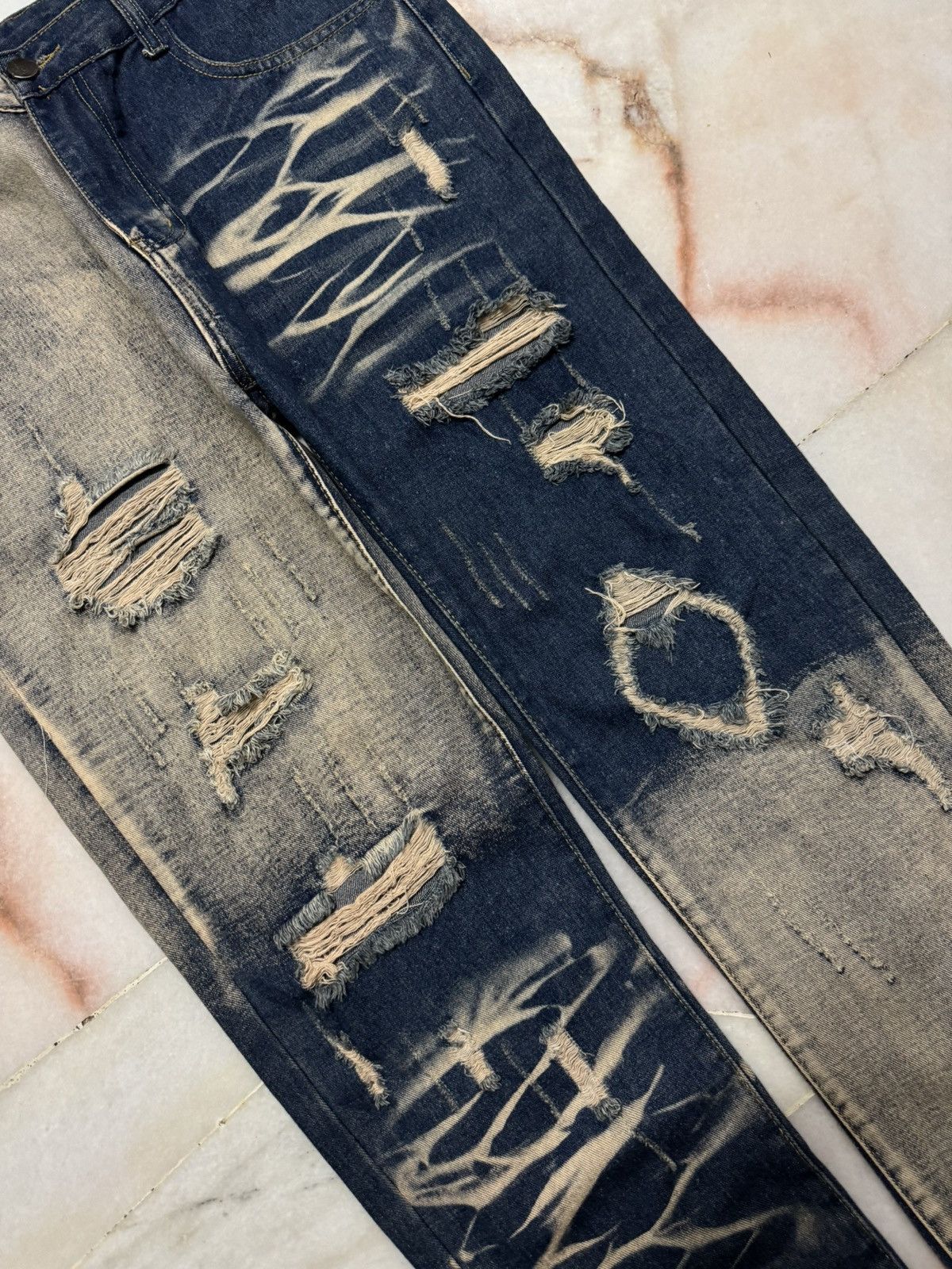 Kapital 💥RARE💥SICK JAPANESE 2 TONE COLOR DISTRESSED RIPPED JEANS Size US 34 / EU 50 - 9 Thumbnail