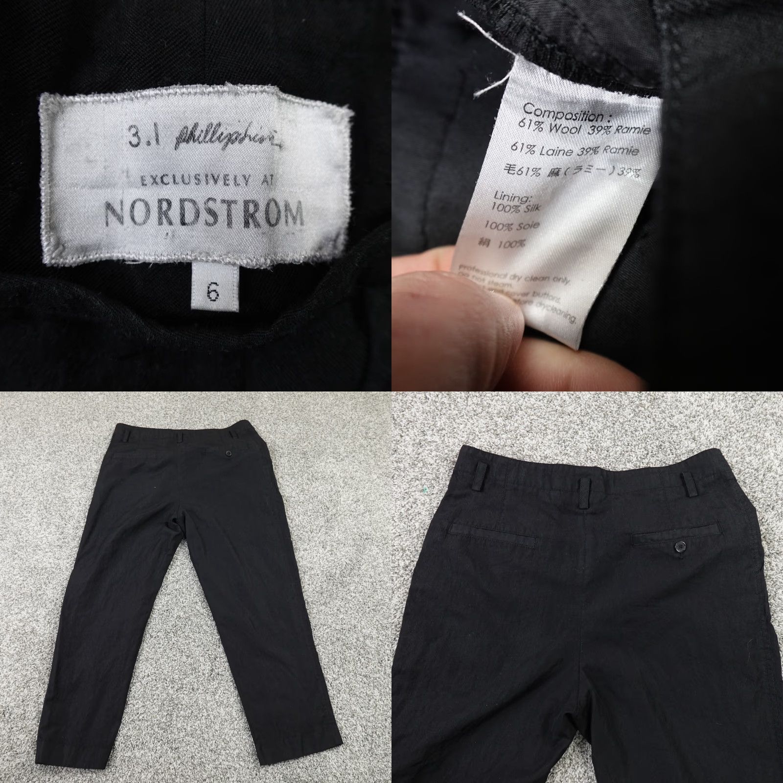 3.1 Phillip Lim 3.1 Phillip Lim Pants Womens 6 Black Silk Lined Wool Blend Chino Trousers Slacks Size 28" / US 6 / IT 42 - 8 Thumbnail