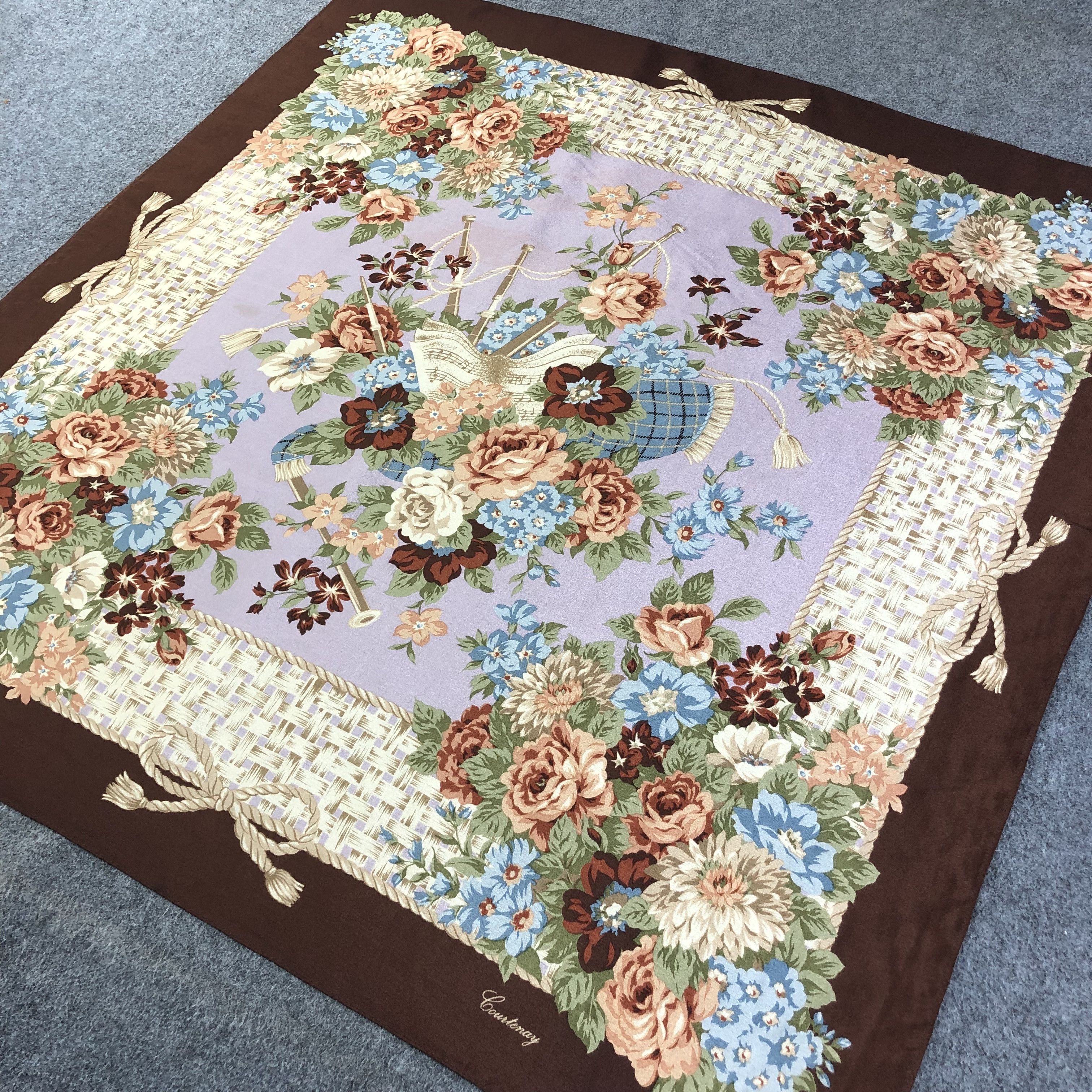 Japanese Brand Courtenay Floral Silk Scarf M618 Size ONE SIZE - 2 Thumbnail