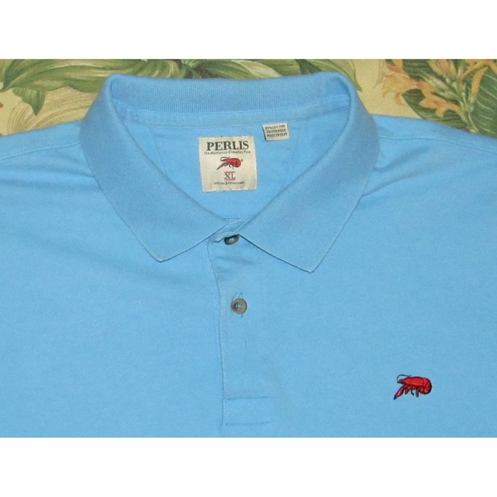 Vintage PERLIS Blue Short Sleeve Pique Polo Shirt XL Mens Polo Shirt Blue XL Size US XL / EU 56 / 4 - 2 Thumbnail