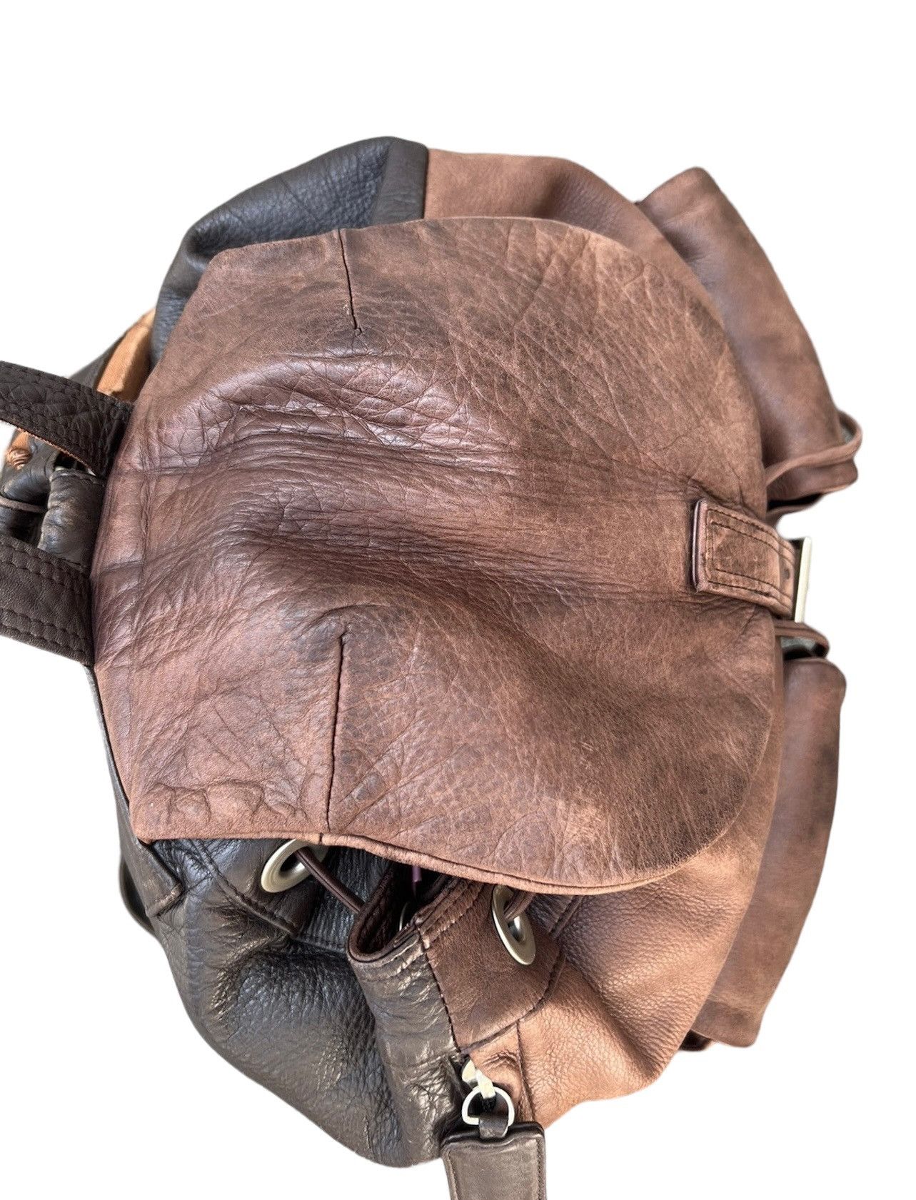 Leather Vintage Porter Tokyo Distressed Patina Leather Backpack Bag Size ONE SIZE - 12 Thumbnail