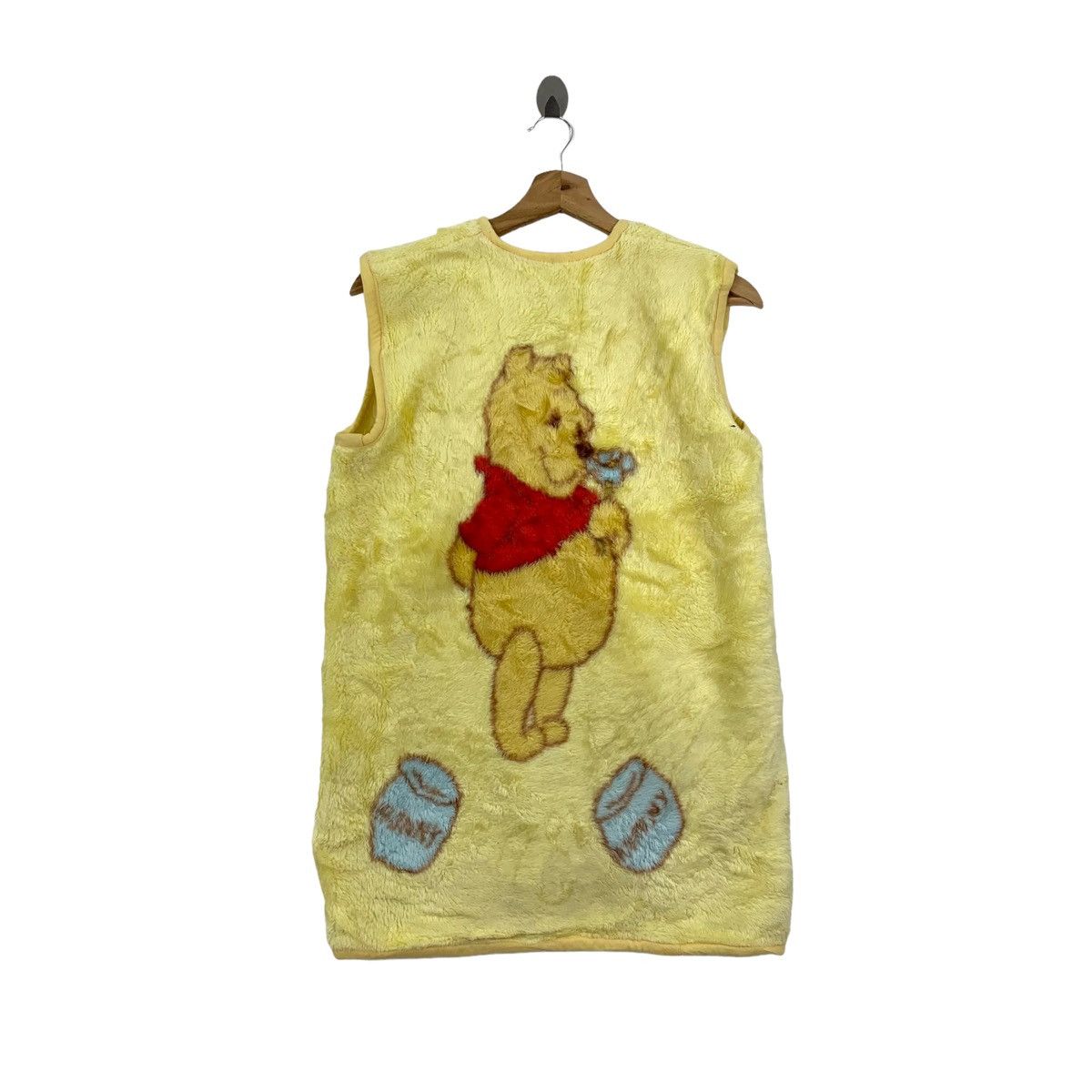 image of Winnie The Pooh Disney Cartoon Big Logo Fleece Vest in Yellow, Men's (Size Small)