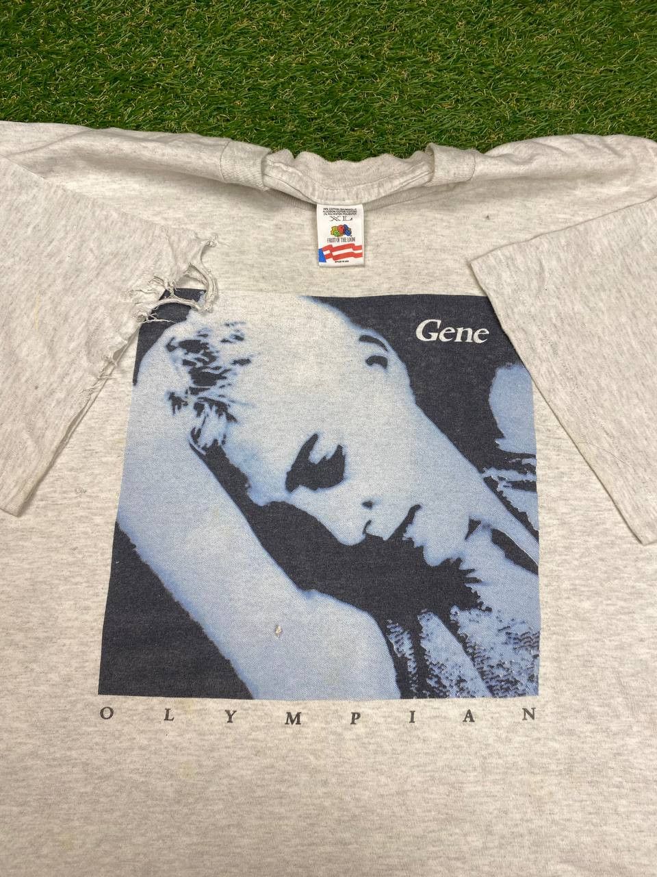 image of Band Tees x Rock Tees Vintage Gene Olympian 1995 Album Cover Graphic Tee in Light Gray (Size XL)