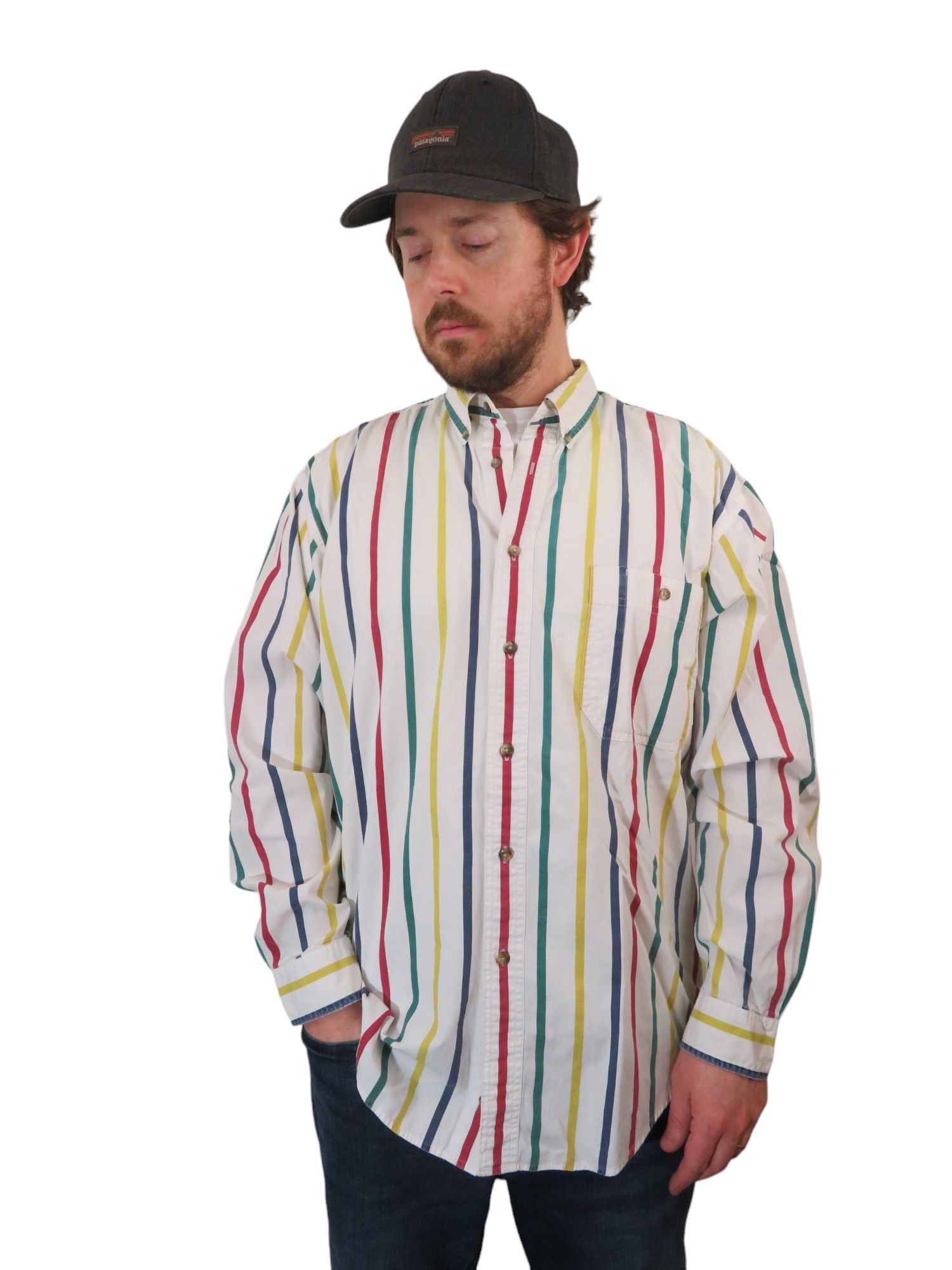 Vintage 90s Eddie Bauer Hudson Bay Striped Dress Shirt