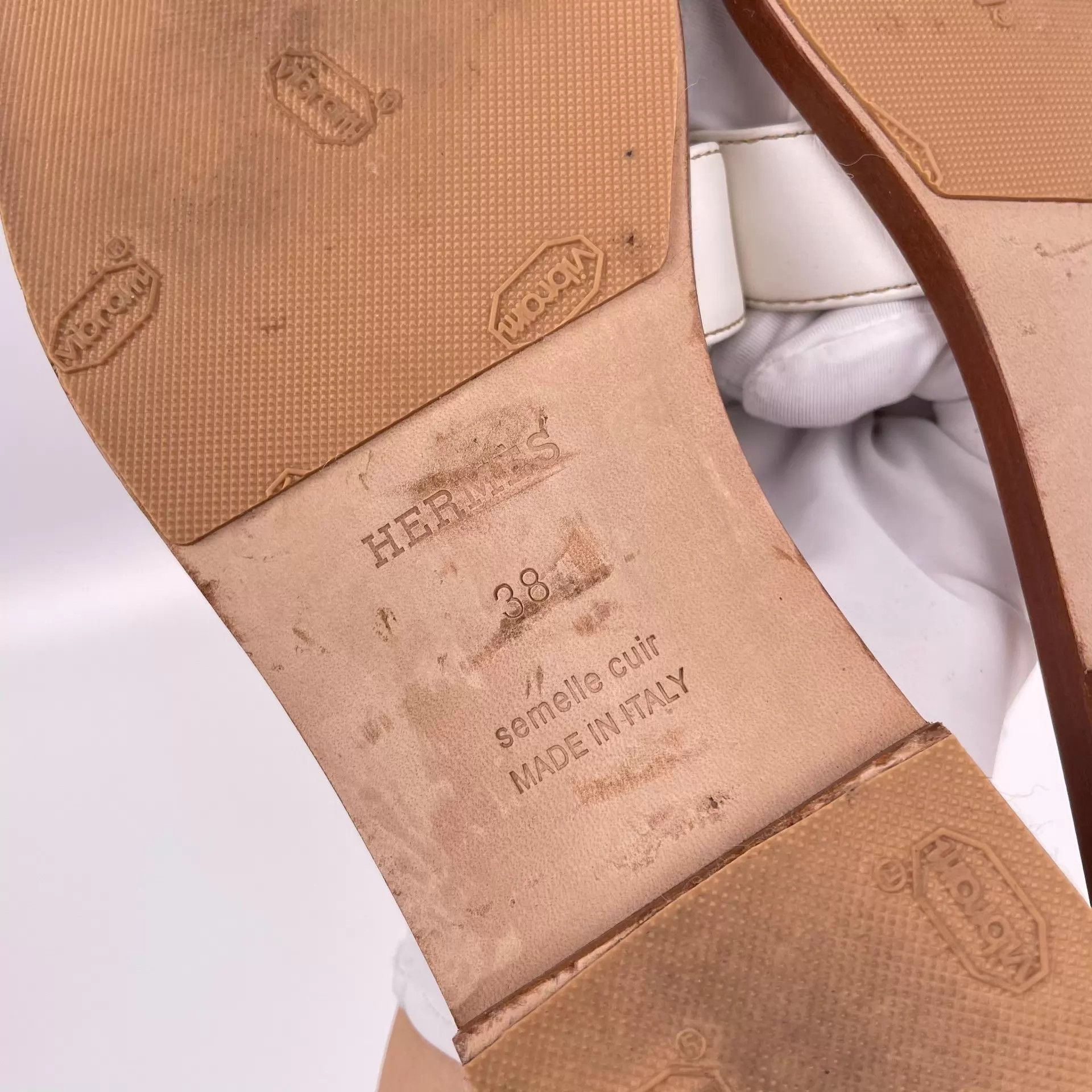 Hermes Hermès H White Leather Slipper Size 38 Size US 7.5 / IT 37.5 - 6 Thumbnail