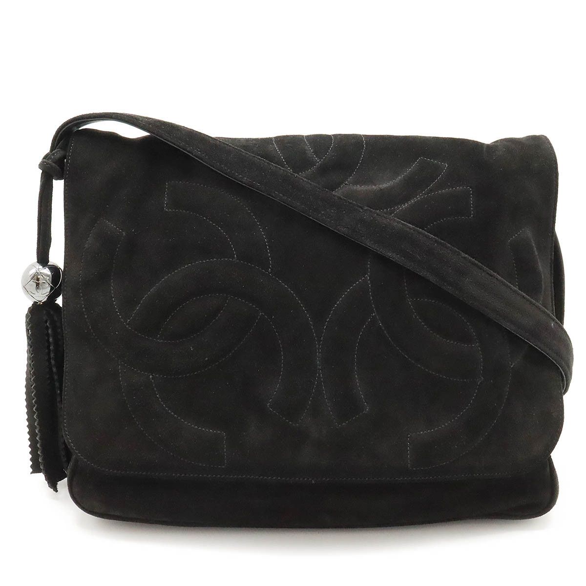 Chanel Chanel Chanel Suede Triple Coco Mark Shoulder Messenger Bag Leather Crossbody Bag in Very Good Condition Size ONE SIZE - 1 Thumbnail
