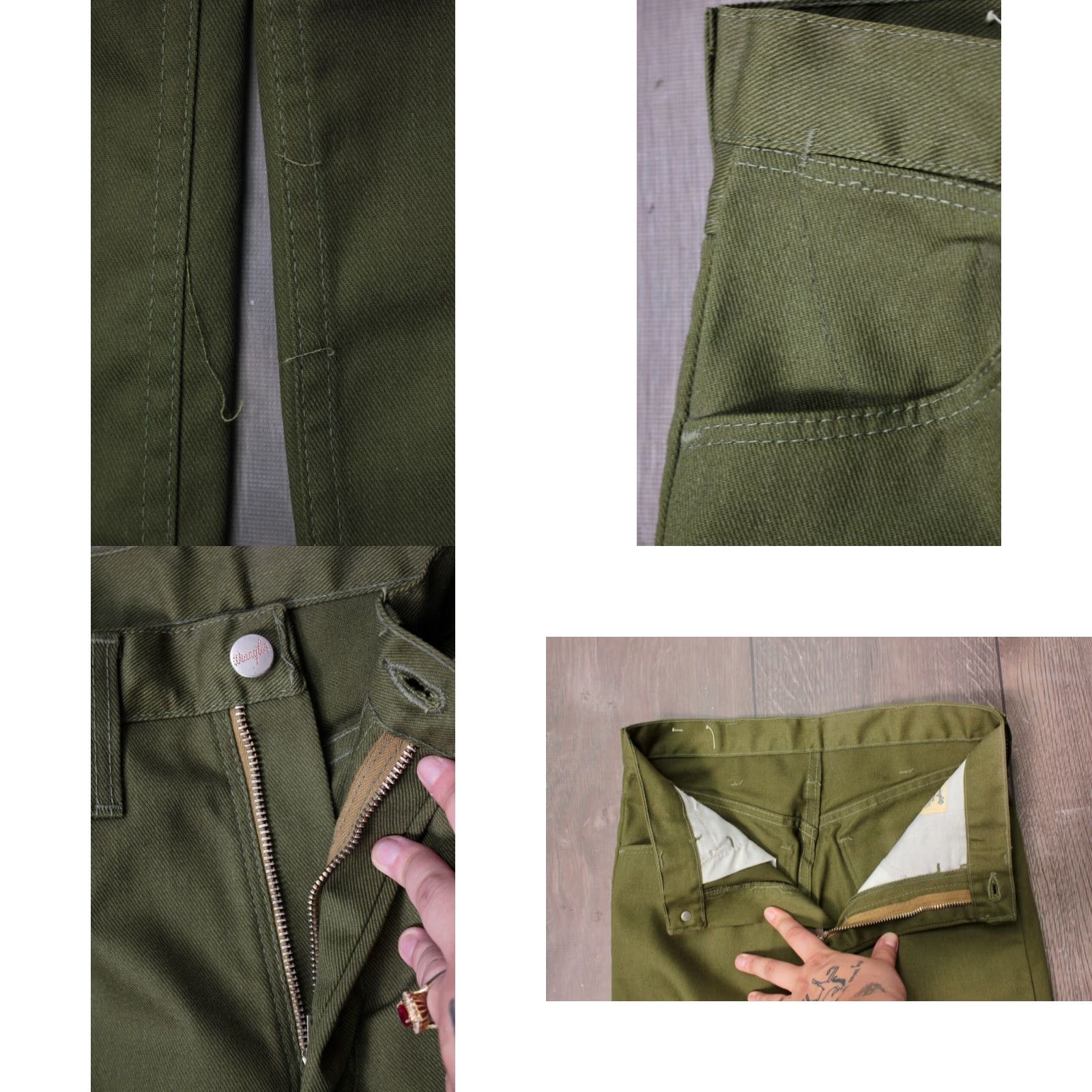 Wrangler VINTAGE Wrangler Pants Men's 60s 60s Jeans Cotton Polyester Green 27x32 Regular Inseam 32 Mens Wrangler Sportswear 1960s NOS Size US 27 - 8 Thumbnail