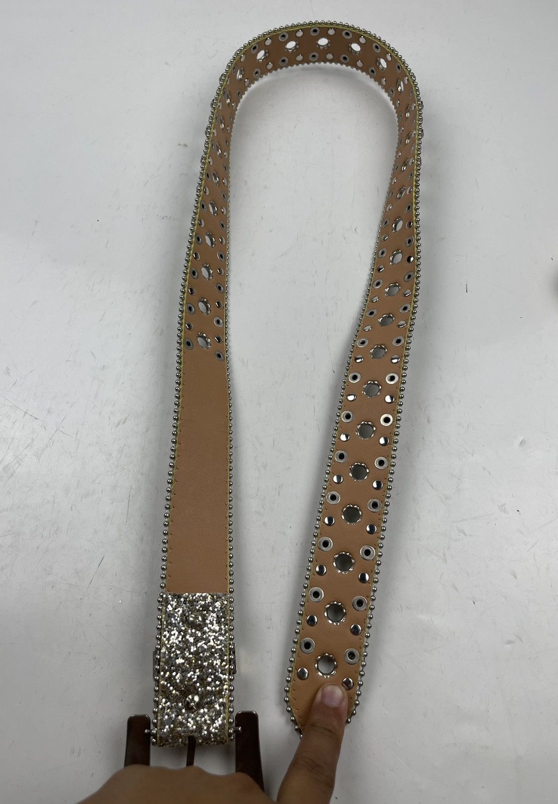 Japanese Brand rare design studded belt tc33 Size 38 - 8 Thumbnail