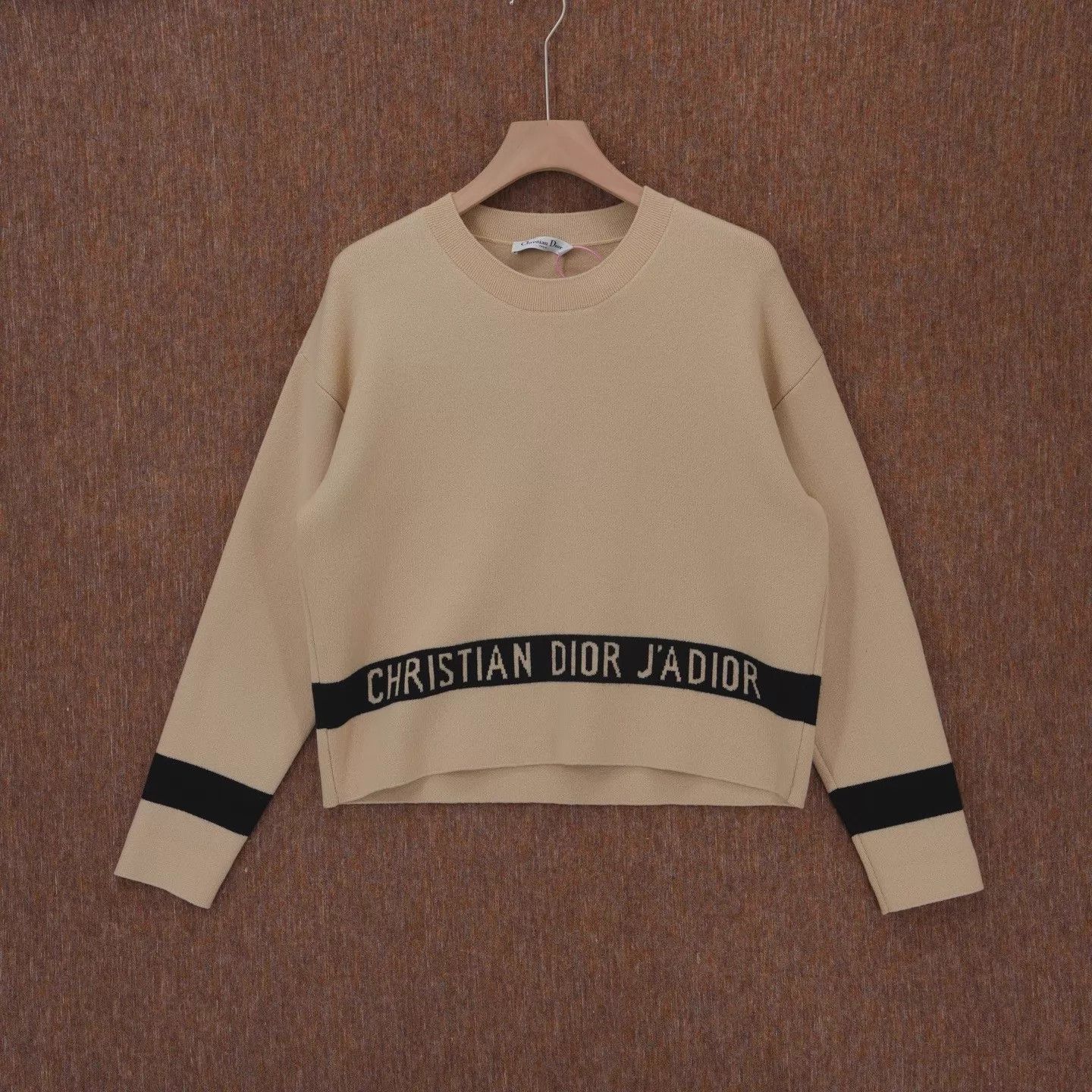 Dior Christian Dior Beige Logo-Stripe Cashmere Pullover Size S / US 4 / IT 40 - 1 Thumbnail