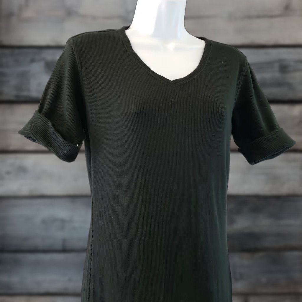 Banana Republic VINTAGE Banana Republic Womens Dress Sz Small Black Ribbed Rolled Sleeves Cotton Blend Size S / US 4 / IT 40 - 1 Thumbnail