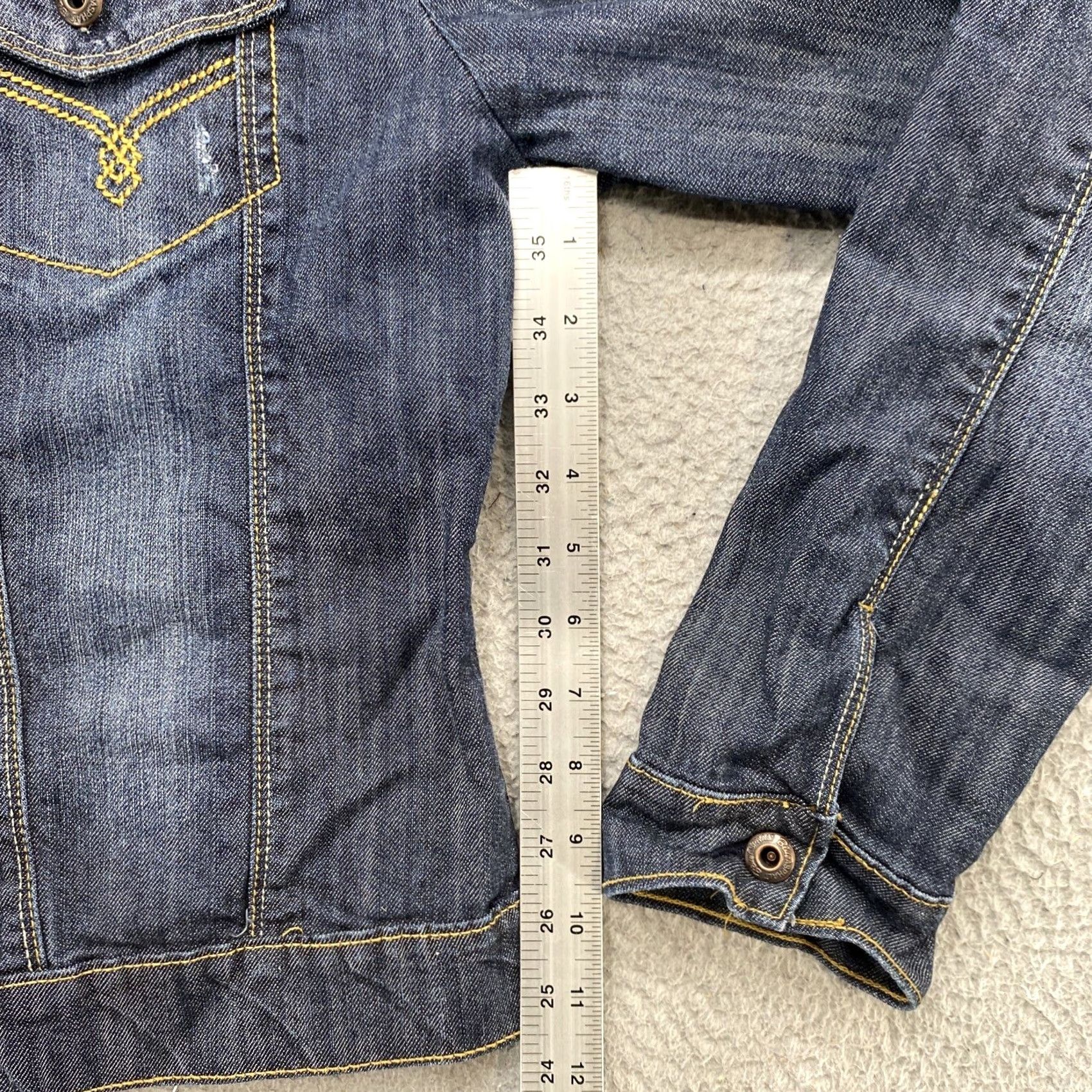 Denime VINTAGE Blue Asphalt Denim Button Up Jean Jacket Women’s Junior XL Casual 90s Embroidered Men/Women Size 40" / US 18 - 6 Thumbnail