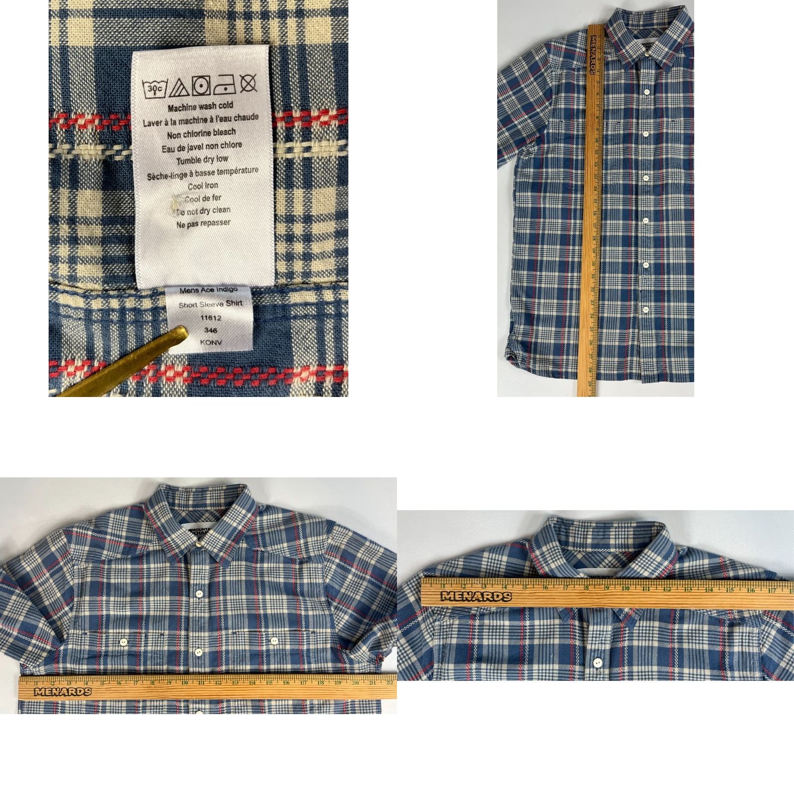 Mountain Khakis Mountain Khakis Ace Indigo Short Sleeve Shirt Mens M Plaid 100% Cotton Button-Up Pocket Classic Fit Blue Size US M / EU 48-50 / 2 - 8 Thumbnail