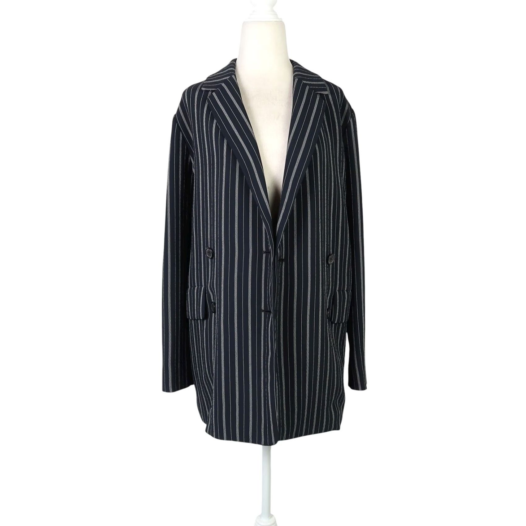 Vintage VINTAGE? Wilfred Blazer Jacket Women XXS Black Pinstripe Double-Breasted Buttoned Blazer Size XXS / US 00 / IT 34 - 5 Thumbnail