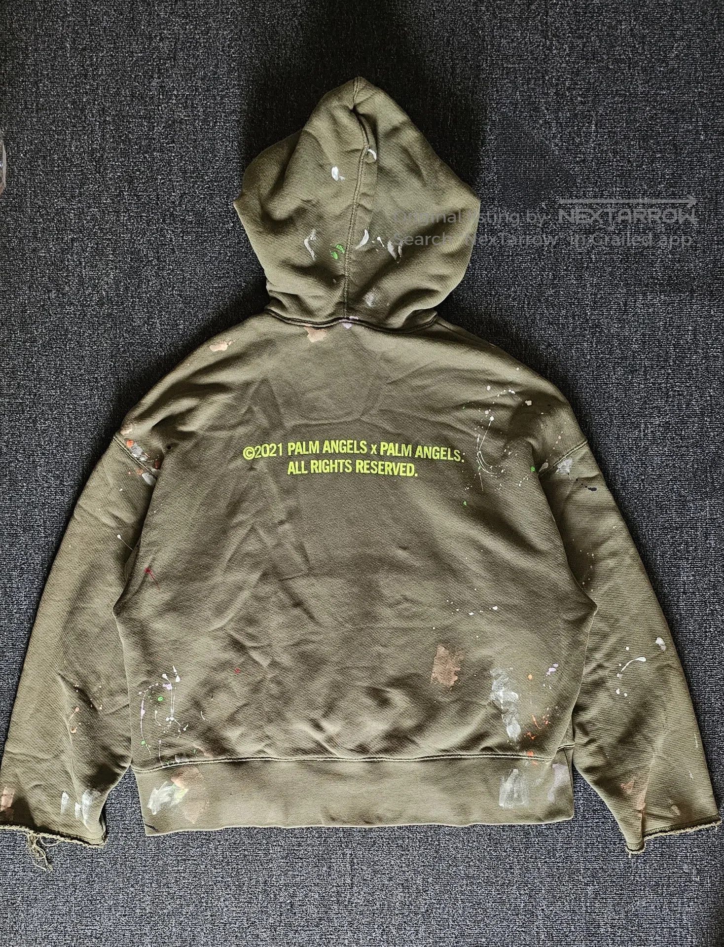 Palm Angels Paint Splatter Hooded Sweatshirt| in Green, Men's — image 4 of 6