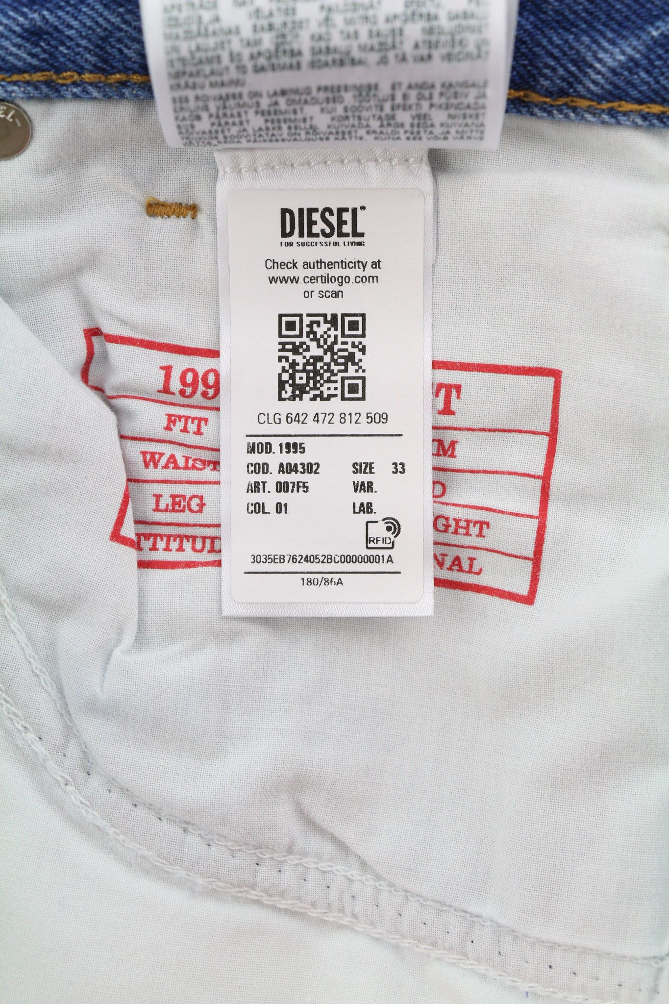 Diesel KROOLEY JOGG 0849R W30/L30 Logo Black Jeans 40221 Size US 30 / EU 46 - 11 Thumbnail