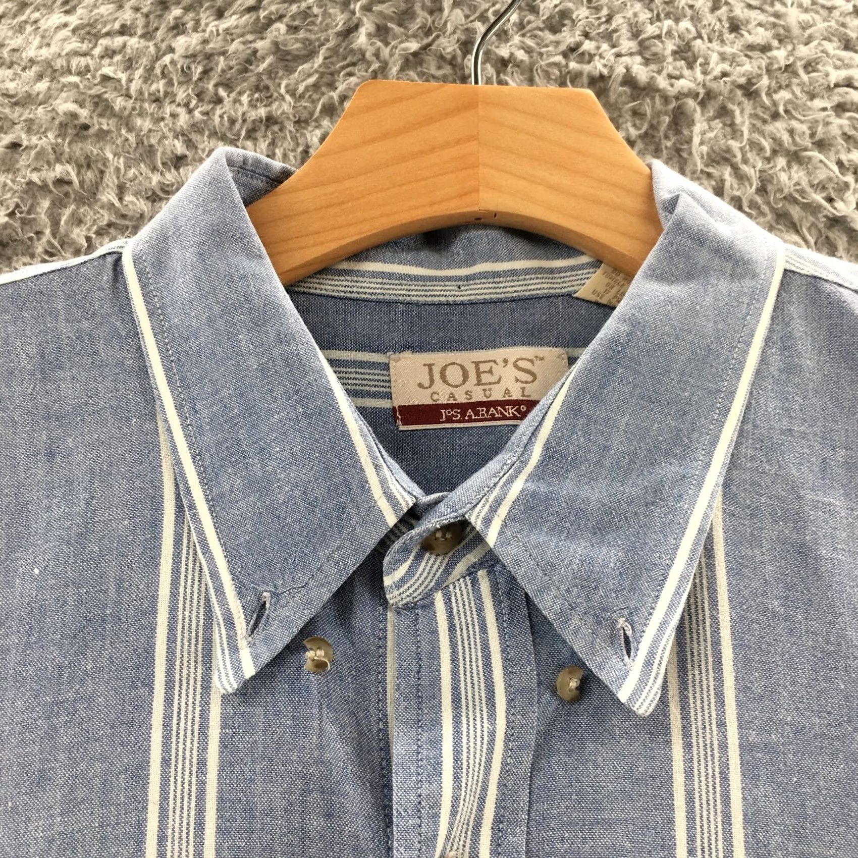 Jos. A. Bank Jos A Bank Joe's Casual Shirt Mens L Blue Striped Short Sleeve Button Up Cotton Size US L / EU 52-54 / 3 - 4 Thumbnail