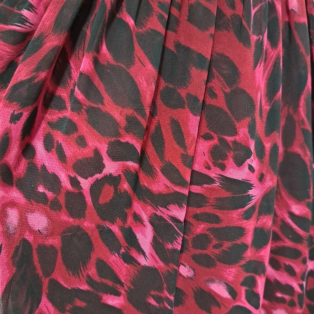 Oleg Cassini Oleg Cassini Floral Print Chiffon Knee Length Burgundy/Black Size XL / US 12-14 / IT 48-50 - 15 Thumbnail