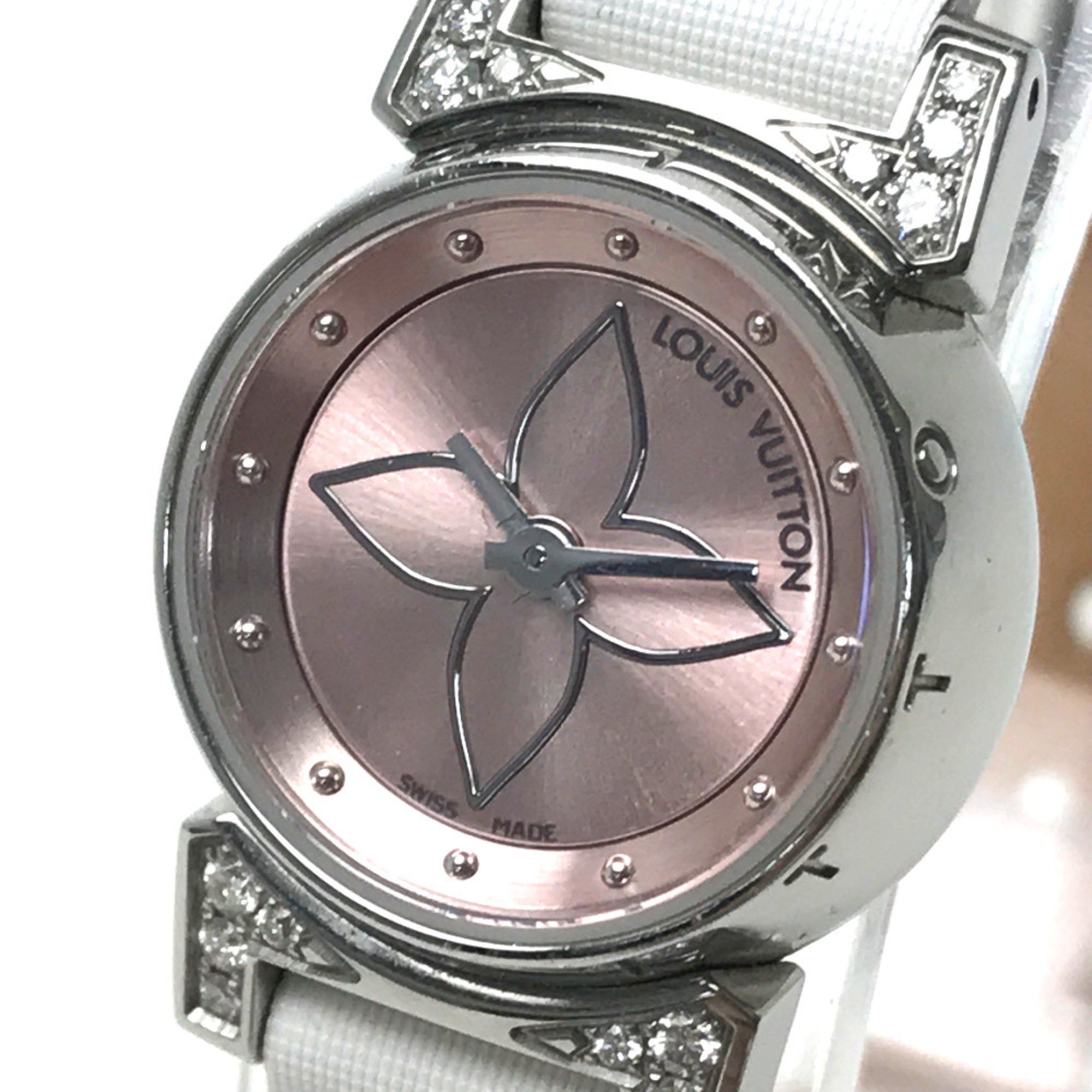 Louis Vuitton Louis Vuitton Q151P Rug diamond quartz Wristwatch Pink Based White Size ONE SIZE - 1 Thumbnail
