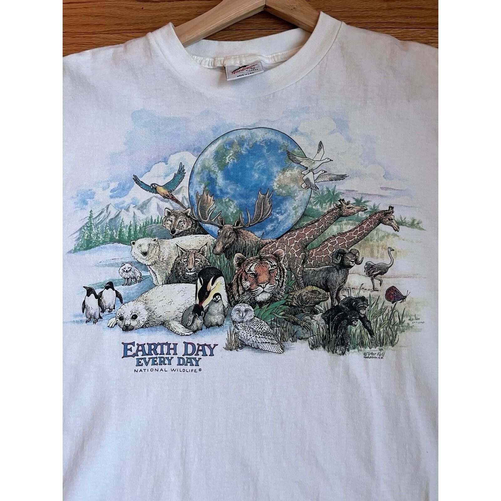 Vintage VINTAGE EARTH DAY ANIMALS SINGLE STITCH T SHIRT XL 1990s 80s Size US XL / EU 56 / 4 - 3 Thumbnail