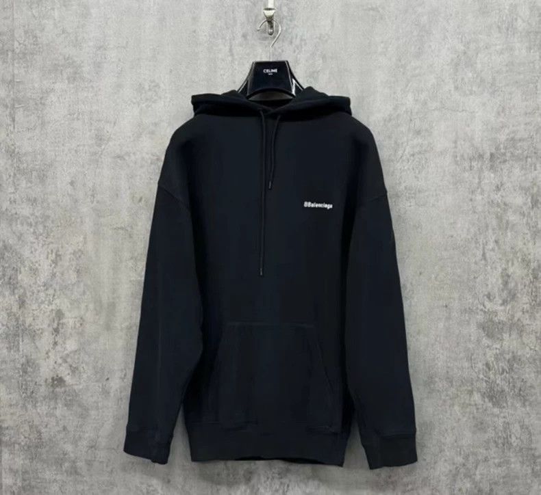 Balenciaga Embroidered Logo Black Hoodie