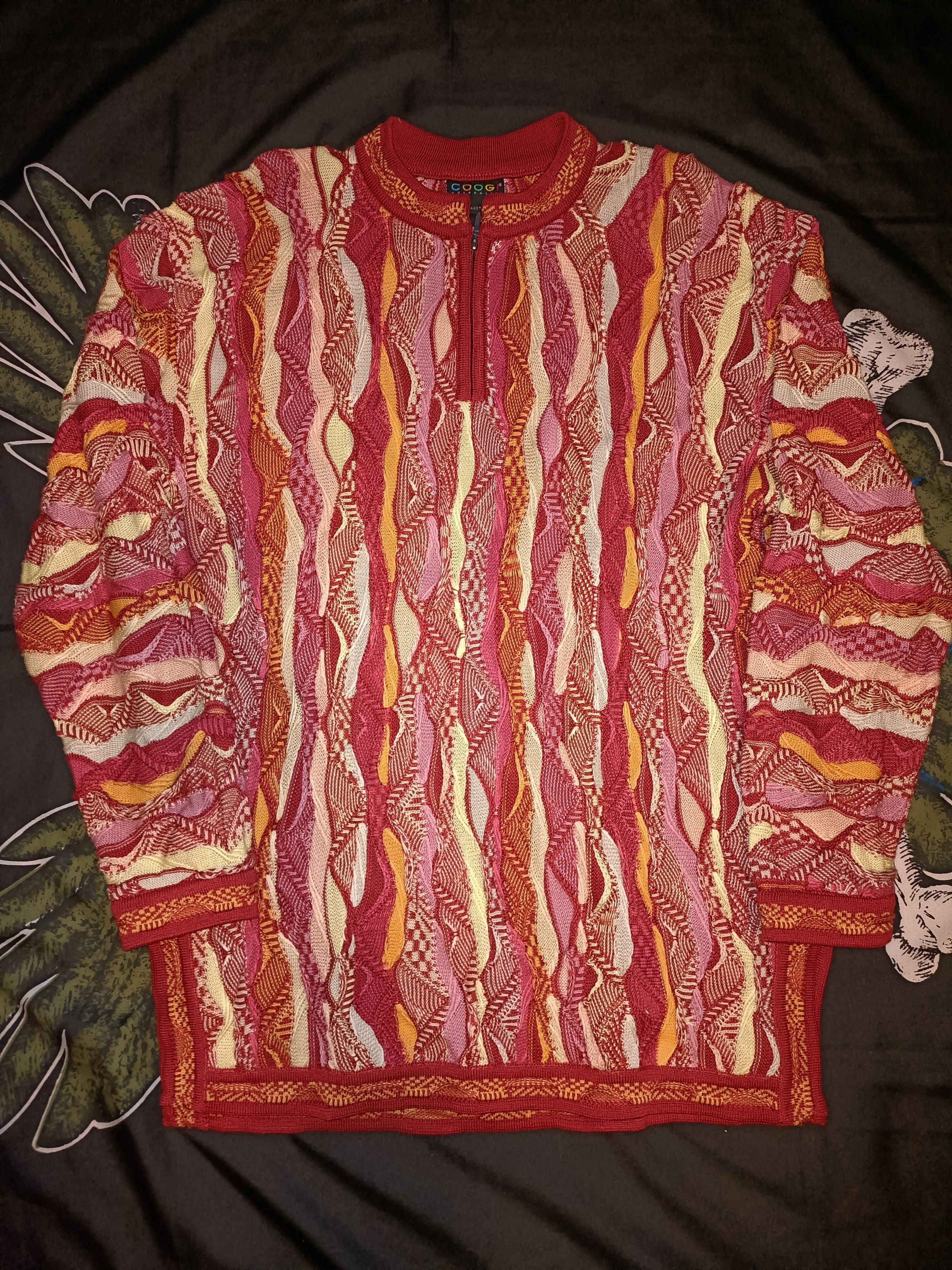 image of Vintage Coogi Knit Sweater in Orange/Red Pink, Men's (Size XL)