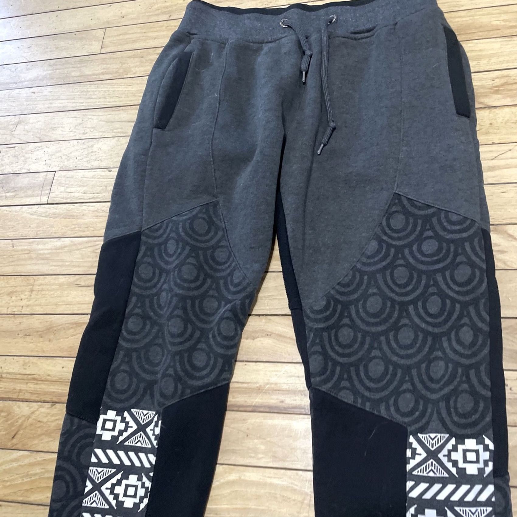 Vintage VINTAGE Fashion Wear Aztec Sweat Pants Men L Black White Tribal Drawstring Taper Joggers Size US 33 - 3 Thumbnail