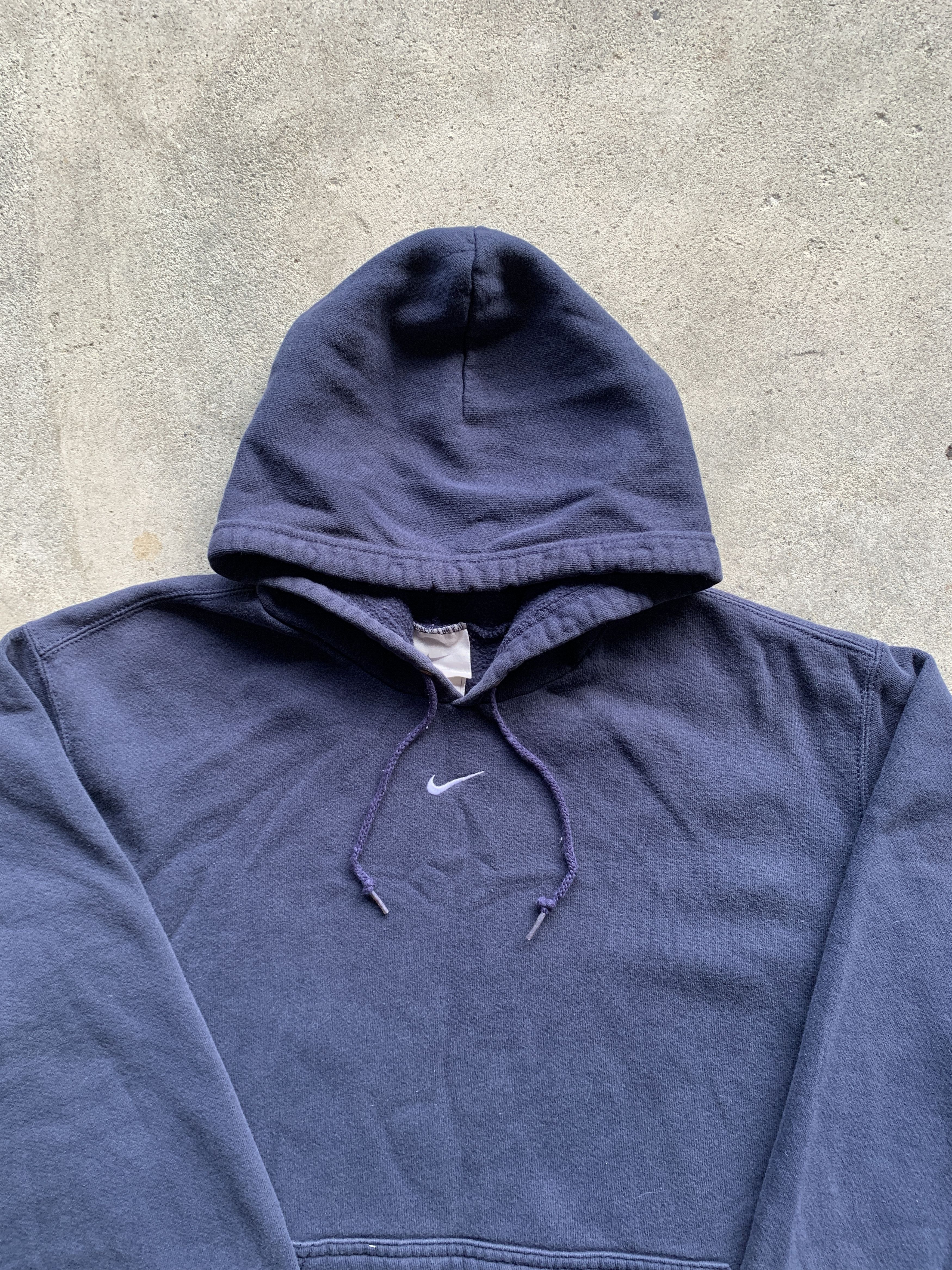 Nike × Vintage Vintage 2003 Navy Nike Center Swoosh Hoodie Size US XL / EU 56 / 4 - 2 Thumbnail