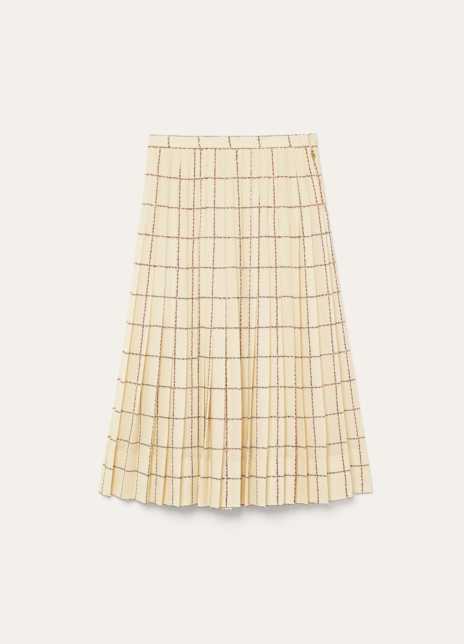 Loro Piana o1srvl11e0526 FAP3865 Clea Midi Skirt in Cream/Brown Size 27" / US 4 / IT 40 - 1 Thumbnail