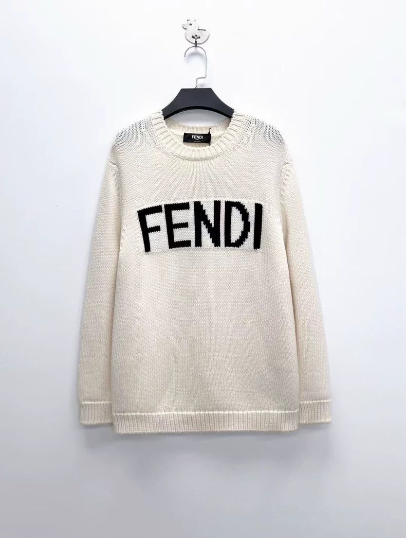Fendi Fendi Beige Logo Knit Sweater Size US M / EU 48-50 / 2 - 1 Thumbnail