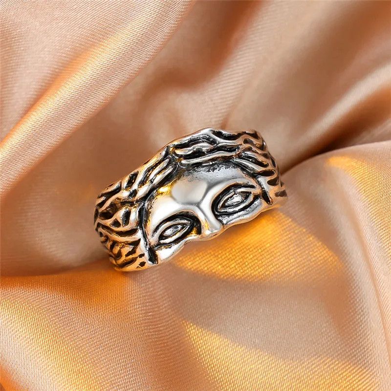 Jewelry Unique Female Metal Face Finger Ring Size ONE SIZE - 1 Thumbnail