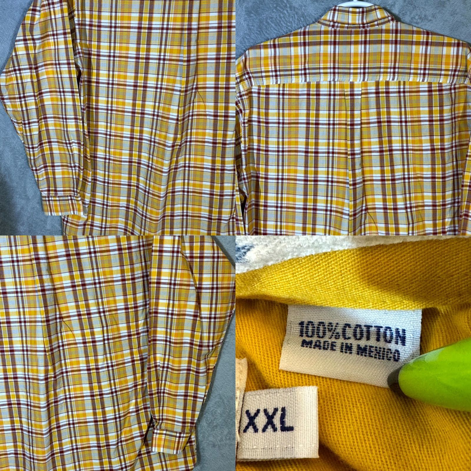 Vintage Cinch Shirt Men’s 2XL Yellow Plaid Cotton Long Sleeve Button-Down Excellent Size US XXL / EU 58 / 5 - 8 Thumbnail