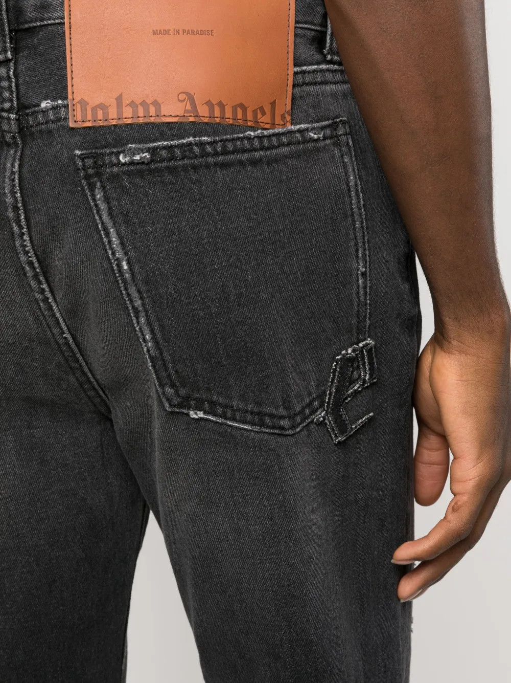 Palm Angels o1y0325 Logo Denim Pant in Black Size US 30 / EU 46 - 4 Thumbnail