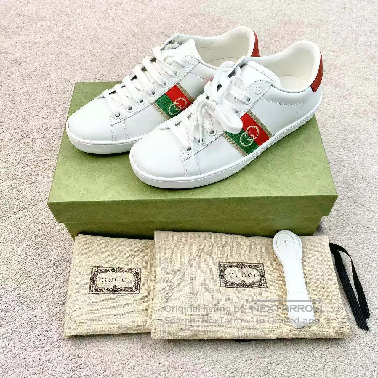 Gucci Guicci Double G logo red and green webbing casual shoes| Size US 5.5 / IT 35.5 - 2 Thumbnail