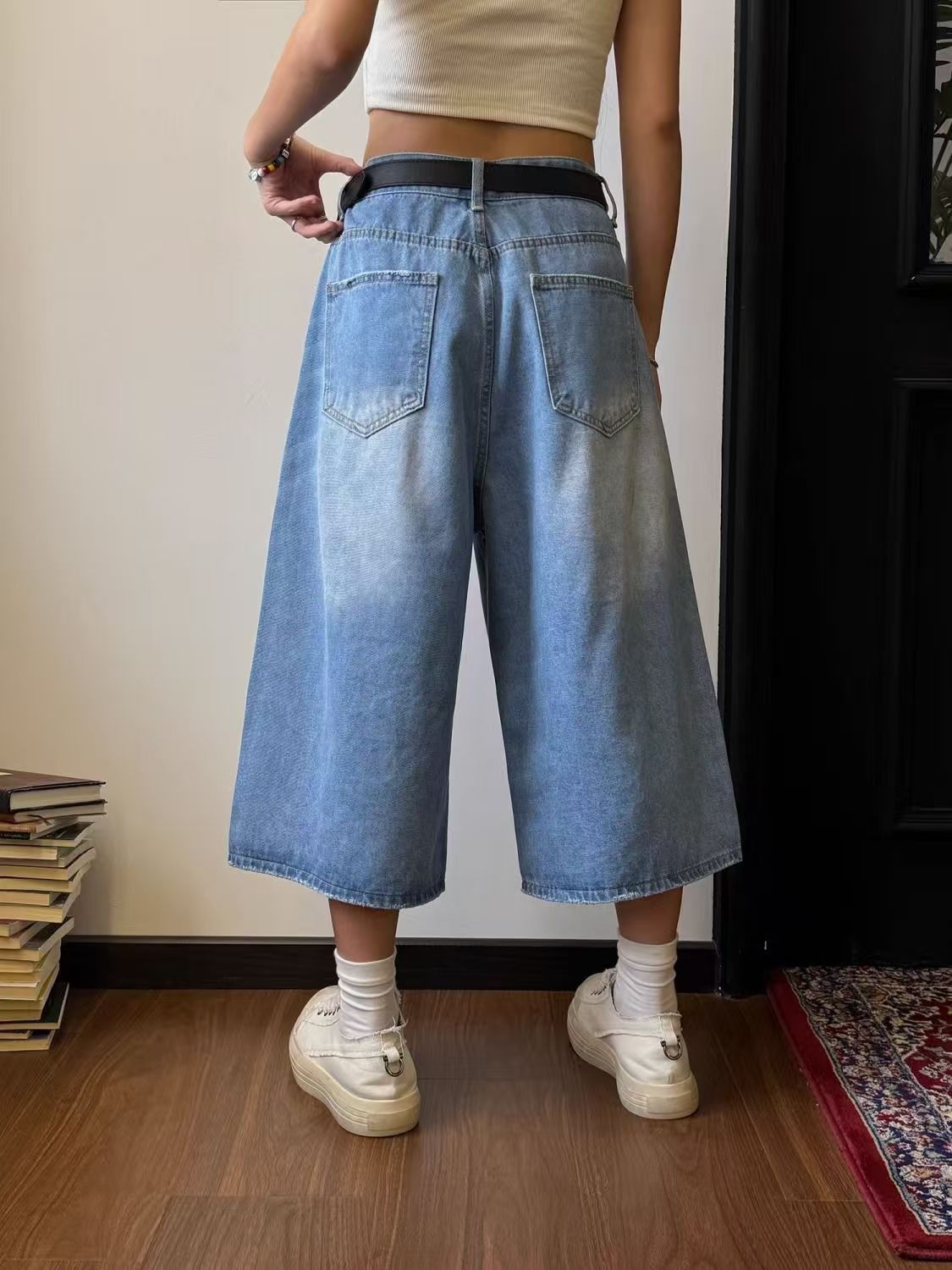 Japanese Brand × Jean Blue Street Washed Vintage Straight Denim Shorts Size US 32 / EU 48 - 3 Thumbnail
