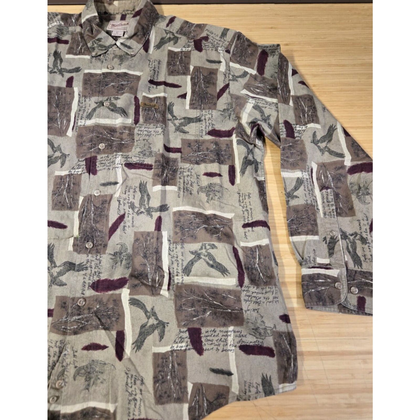 Vintage VINTAGE Woolrich Button-Up Shirt Eagle All Over Print Long Sleeve Cotton Flannel Tan/Brown Mens XL Size US XL / EU 56 / 4 - 2 Thumbnail