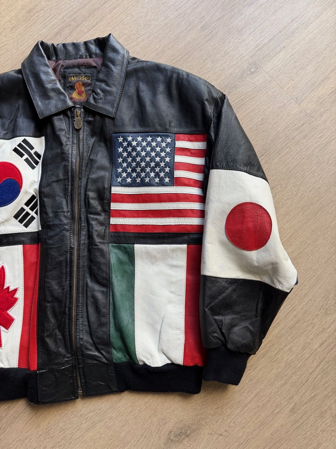 Genuine Leather Vintage Phase 8 International Flag Leather Jacket XL Size US XL / EU 56 / 4 - 3 Thumbnail