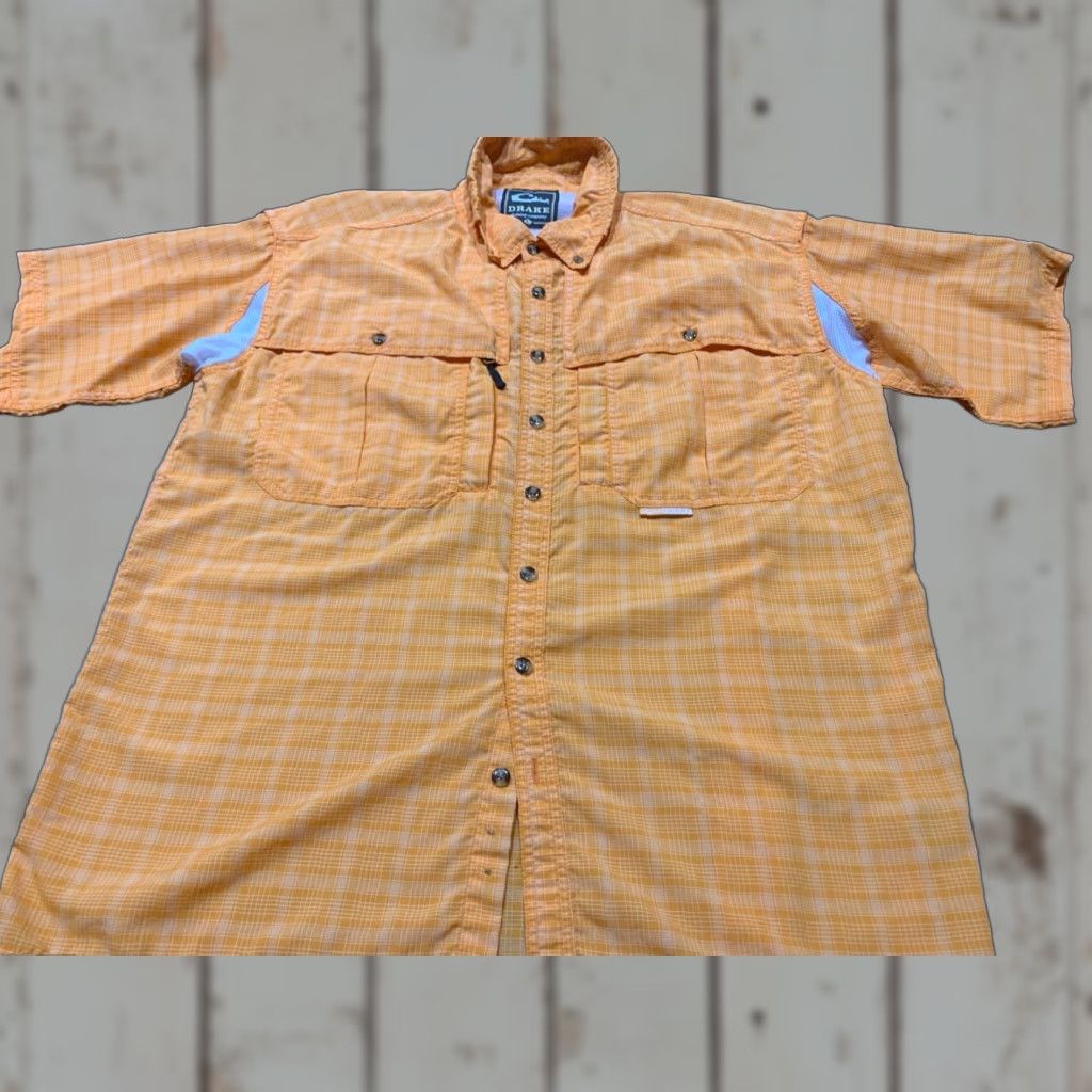Vintage VINTAGE Drake Mens Short Sleeve Button-Up Fishing Shirt Lightweight Orange Large Mens Size US L / EU 52-54 / 3 - 1 Thumbnail