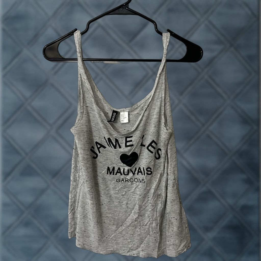 H&M Vintage H&M Gray Cropped Tank Top Women Small Summer Casual Boat Neck Size S / US 4 / IT 40 - 1 Thumbnail