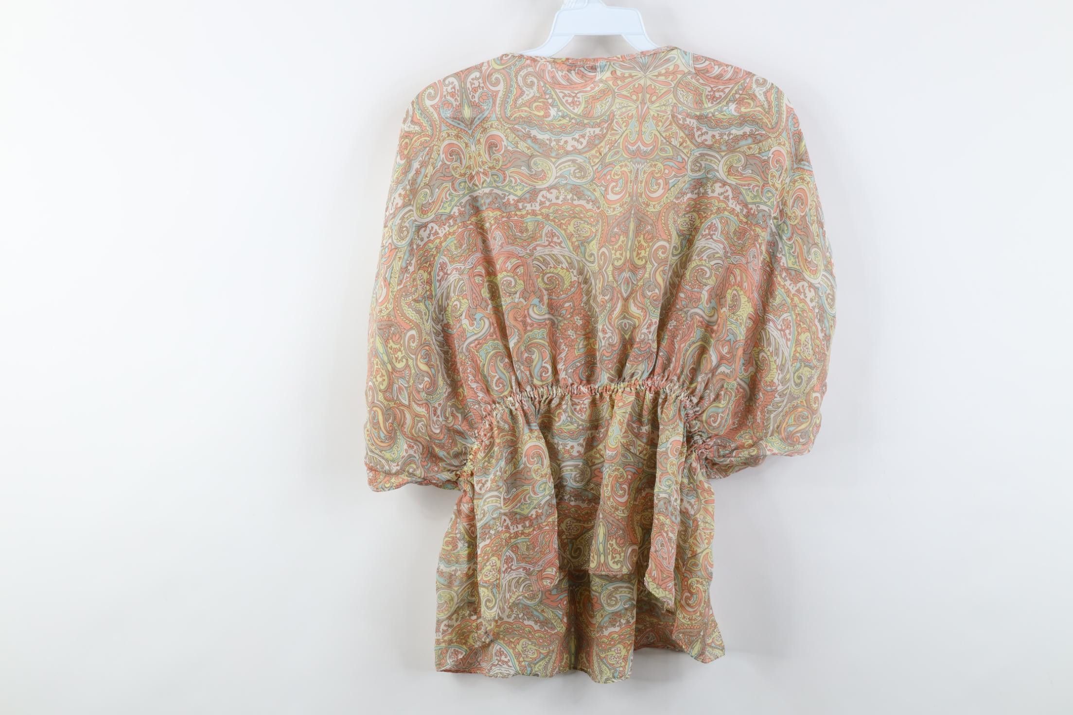 Vintage Vintage 90s Y2K Wintersilks Babydoll Silk Rainbow Shirt Size S / US 4 / IT 40 - 10 Thumbnail