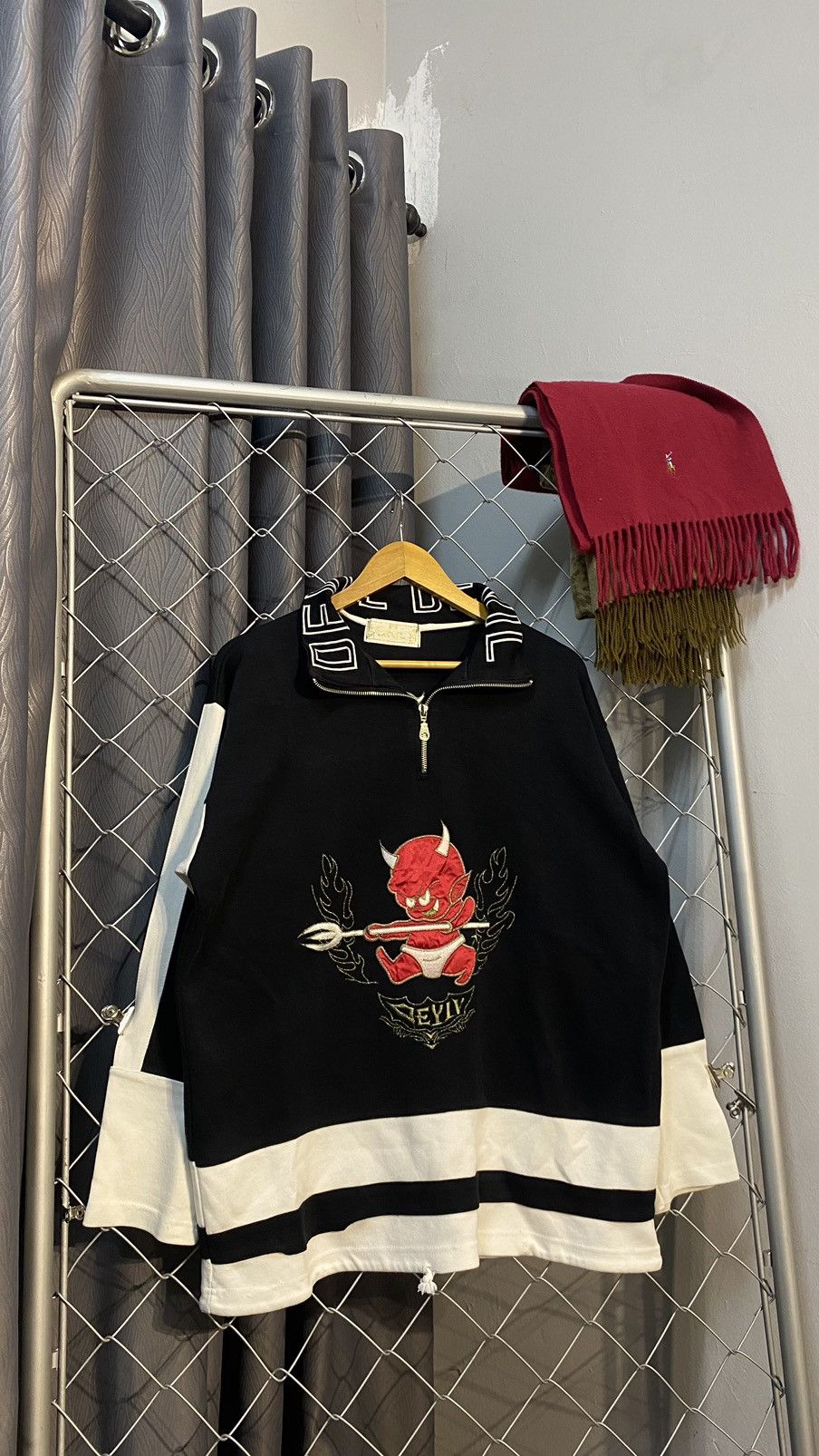 Japanese Brand × Vintage DEVIL HALFZIPPER COTTON BLACK WHITE EMBROIDERY Size US M / EU 48-50 / 2 - 1 Thumbnail