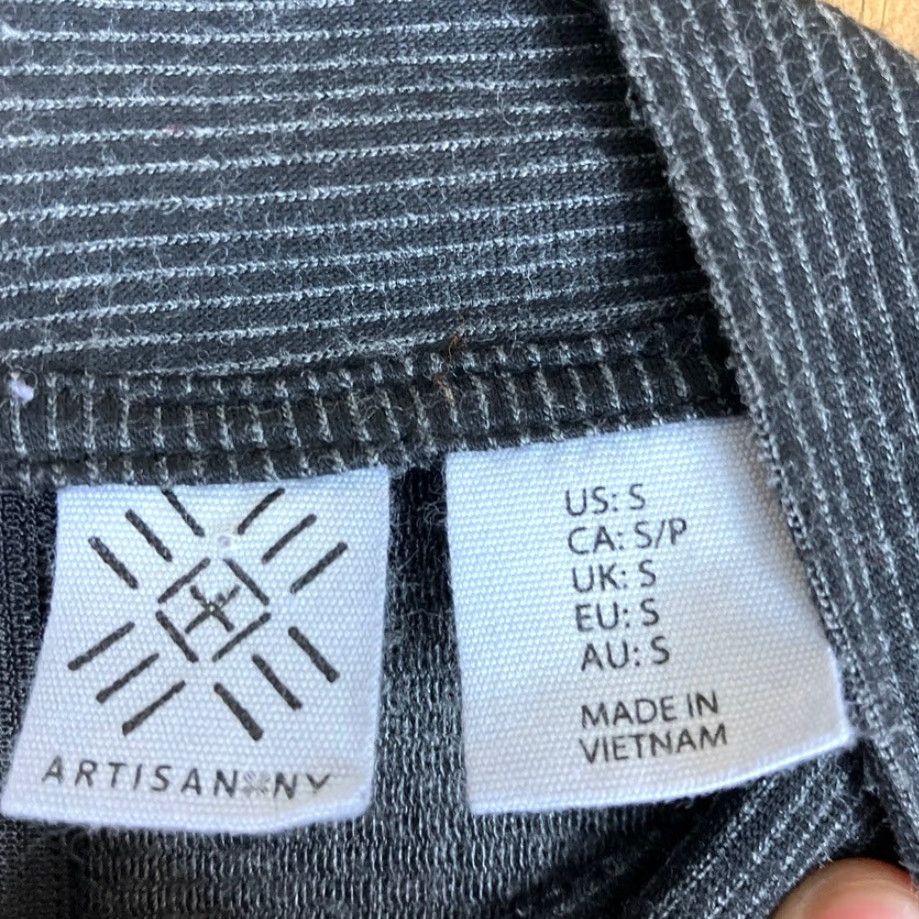Vintage Artisan NY Womens Dress Gray White Striped High Neck Sleeveless Stretch Small - Shirt Dress - Casual Size S / US 4 / IT 40 - 6 Thumbnail
