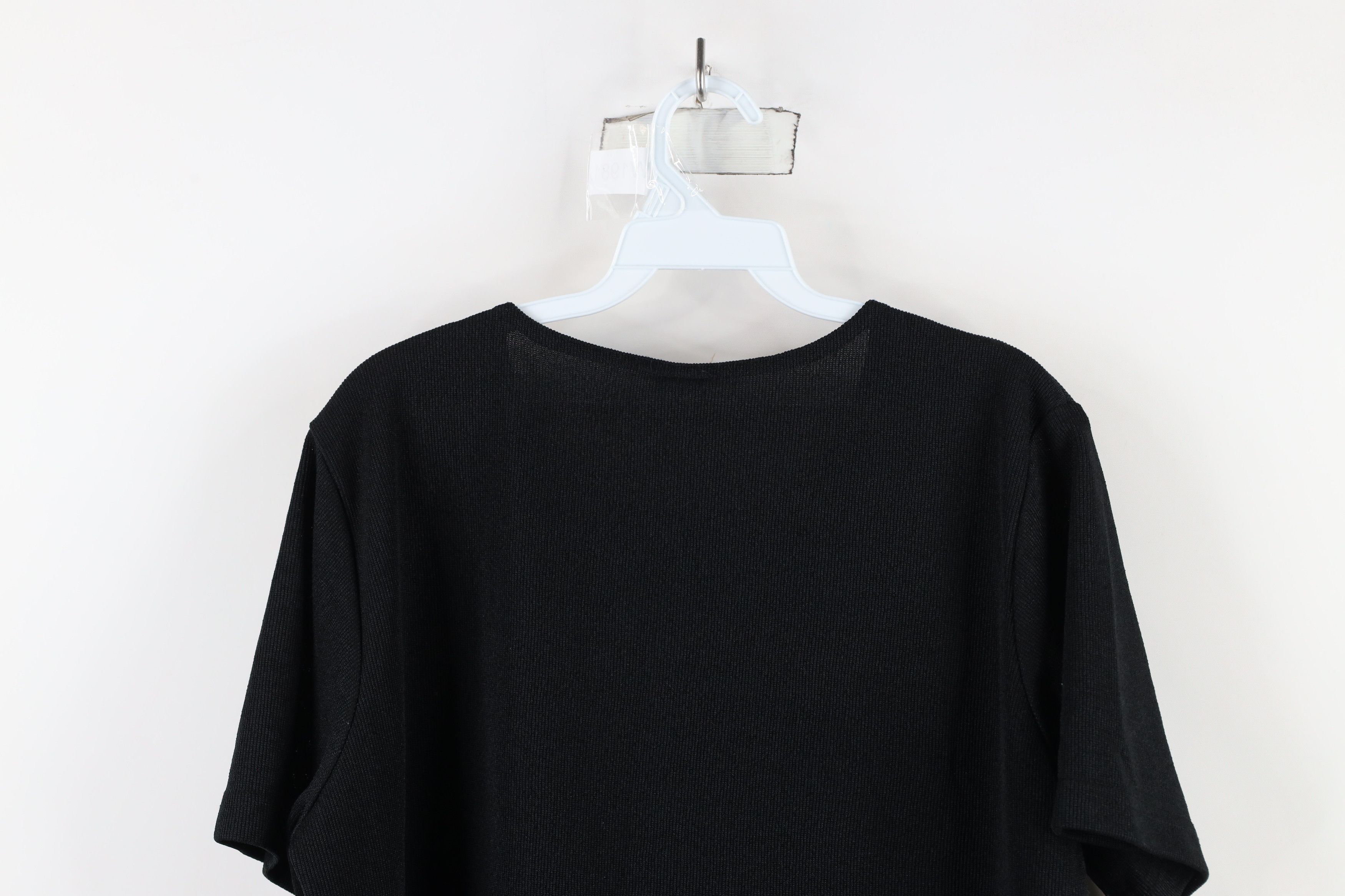 Vintage Vintage 90s Streetwear Knit Short Sleeve T-Shirt Black USA Size XXL / US 16-18 / IT 52-54 - 11 Thumbnail
