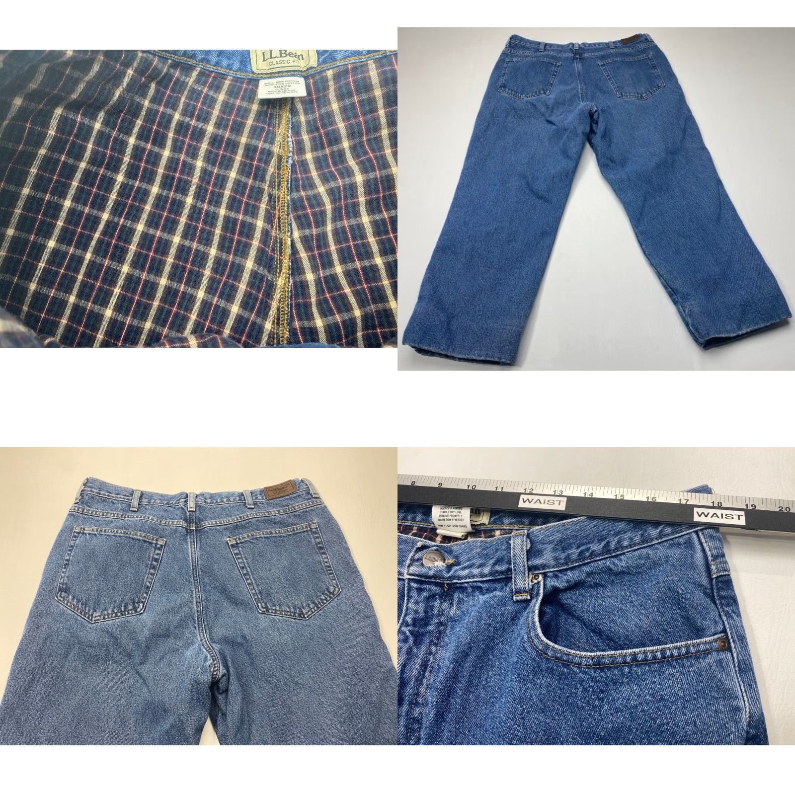 Vintage L.L. Bean Jeans Mens 38x26 Denim Blue Classic Fit 5-Pocket Lined 8557 Size US 38 / EU 54 - 8 Thumbnail