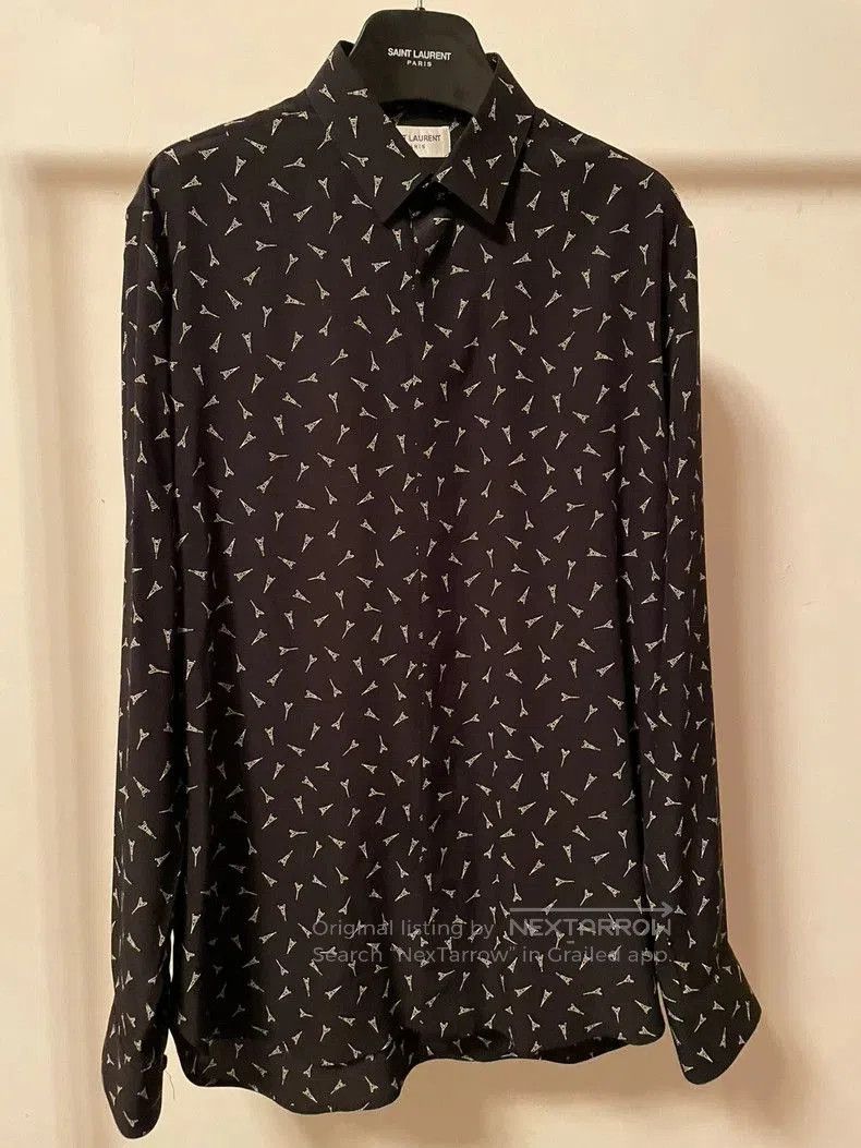 Saint Laurent Paris Saint Laurent Silk Eiffel Tower Shirt. Size US XXS / EU 40 - 1 Thumbnail