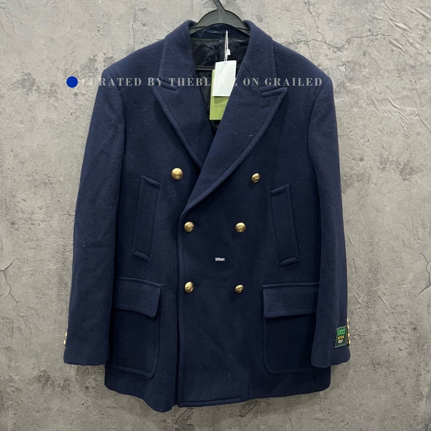 Gucci Gucci Navy Blue Double-Breasted Wool Coat Size US M / EU 48-50 / 2 - 1 Thumbnail