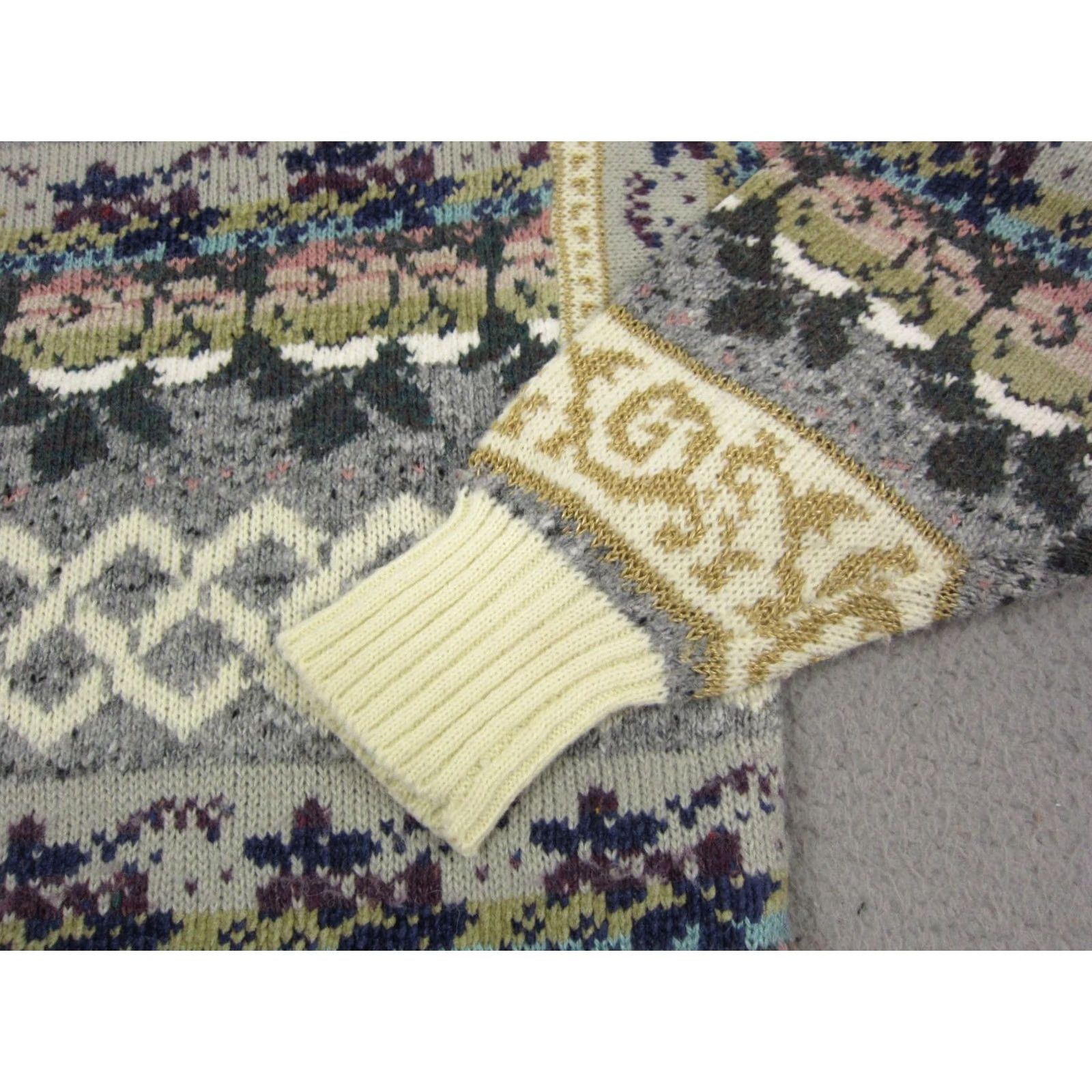 Vintage VINTAGE Workshop Sweater Womens Large Creme Wool Fair Isles Knit Baroque 90s Size L / US 10 / IT 46 - 2 Thumbnail