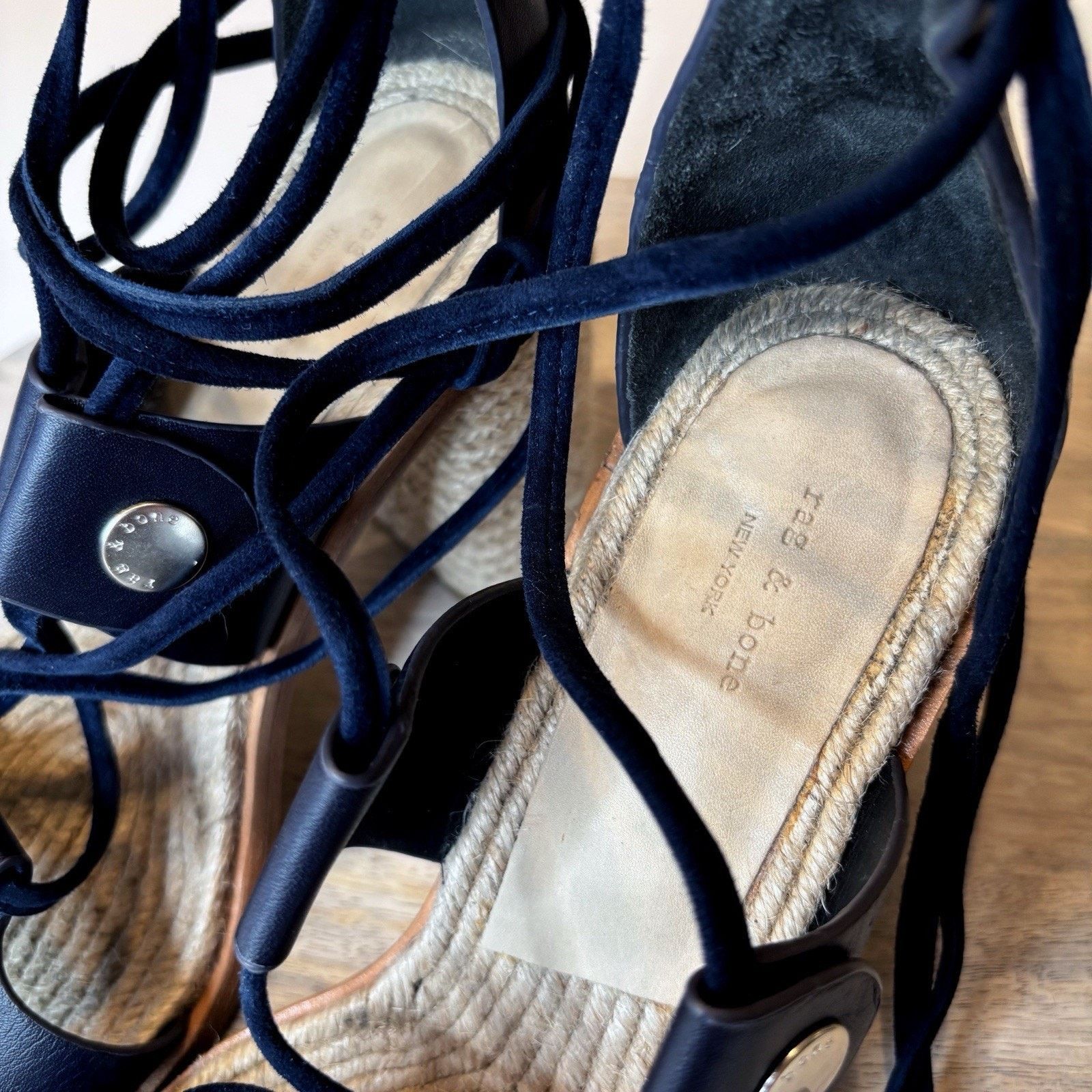 Rag & Bone Rag & Bone Women's Eden Navy Blue Lace-Up Heels Size 7 Size US 7 / IT 37 - 5 Thumbnail