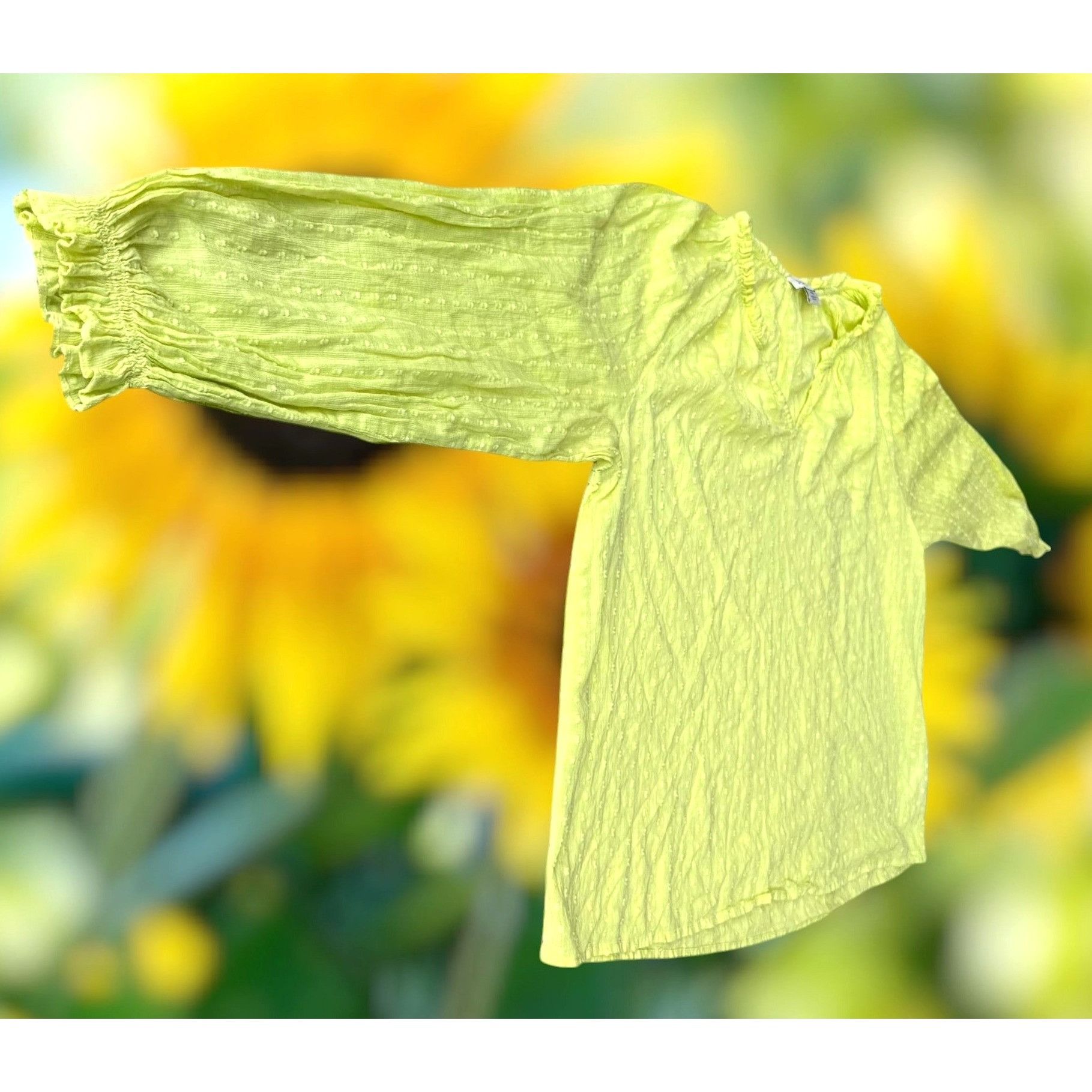 Designer J Crew Blouse XL Yellow Swiss Dot V Neck Long Dolman Style S Size XL / US 12-14 / IT 48-50 - 8 Thumbnail