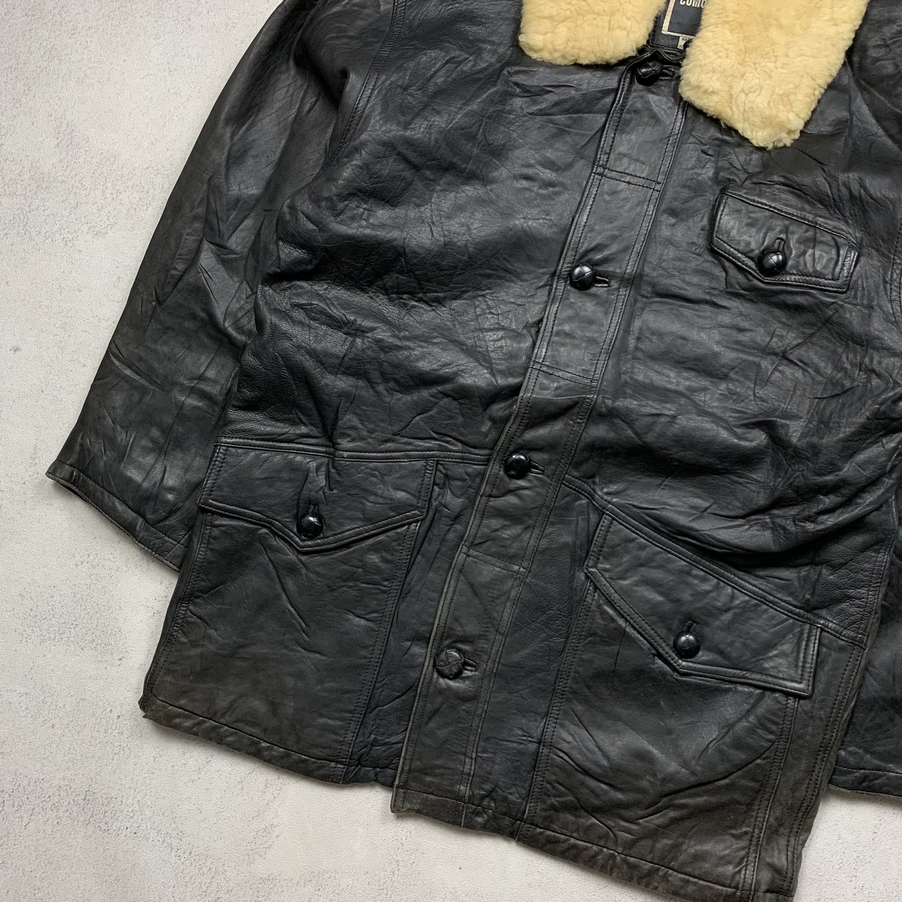Genuine Leather COMODORE Leather Jacket Rare design with sherpa Size US L / EU 52-54 / 3 - 5 Thumbnail
