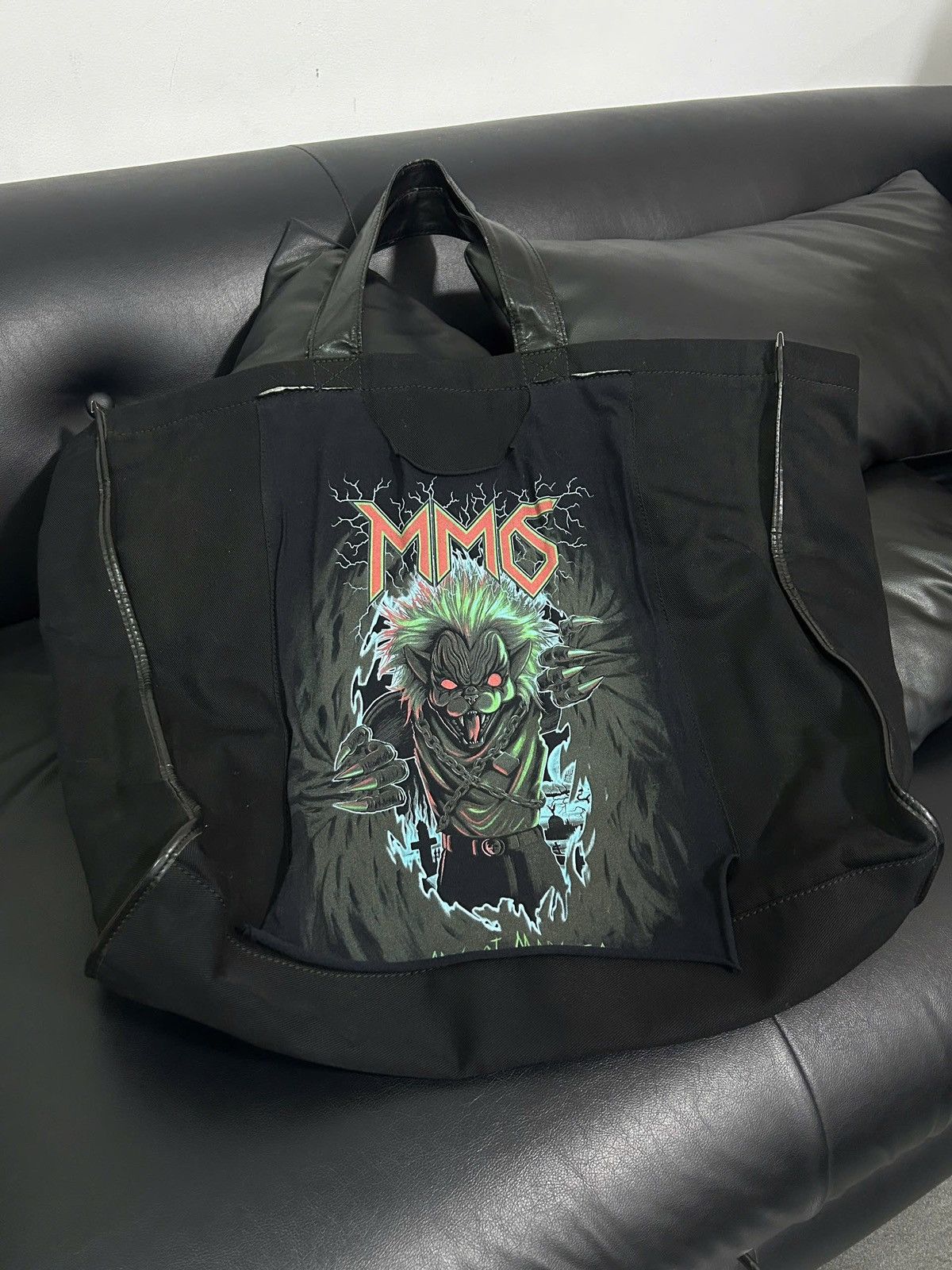 MM6 MAISON MARGIELA Mascot Print Large Shopper Tote In Black
